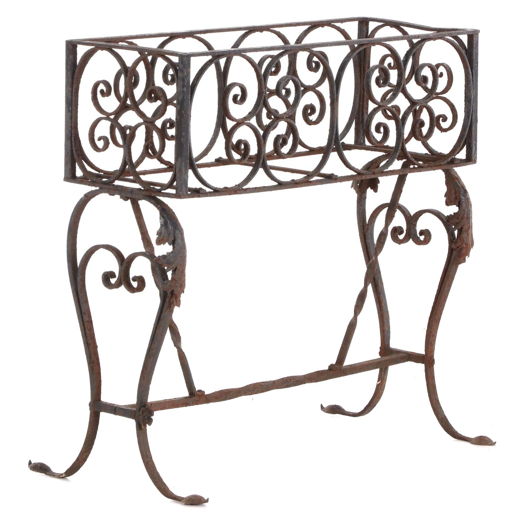 Scrolled Wrought Iron Patio Planter Stand