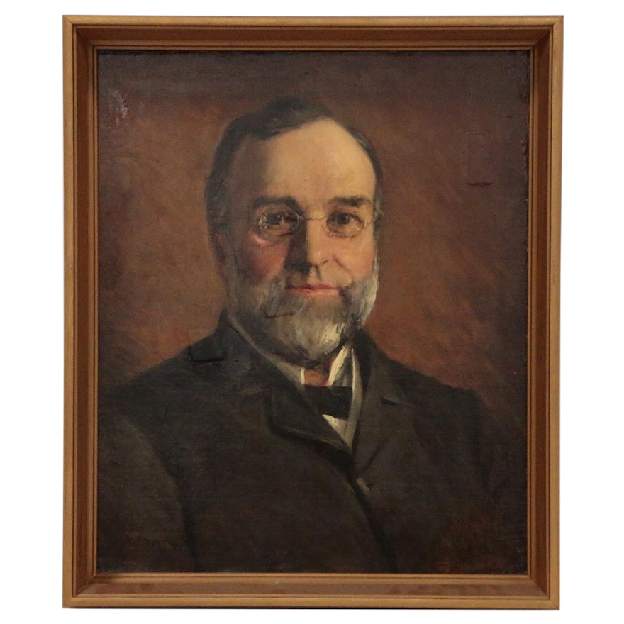 Silas Jerome Uhl Oil Painting of Dr. A.A. Blount, Early 20th Century