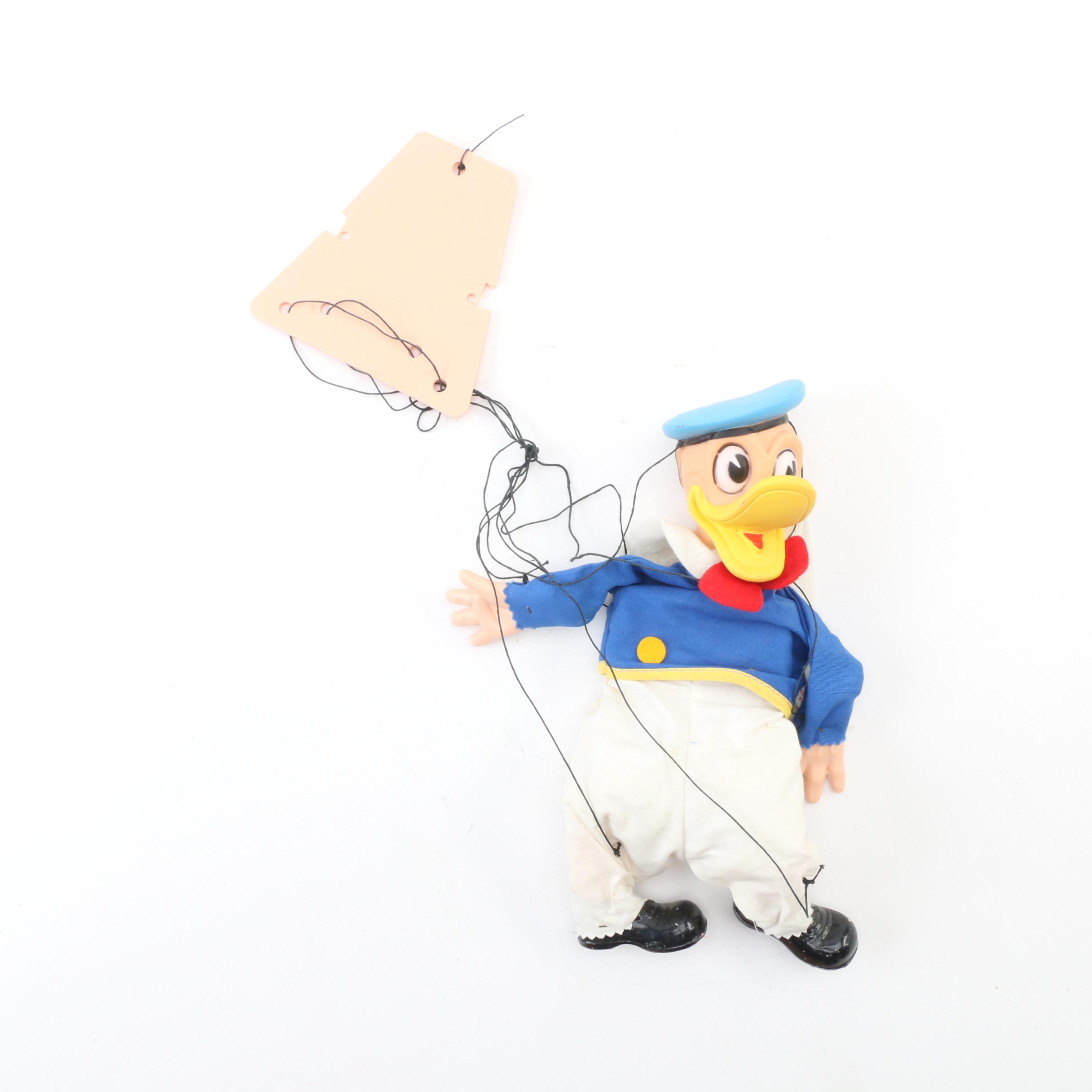 Gund Walt Disney Donald Duck Marionette, Rubber Figure, and Pluto Dog Windup