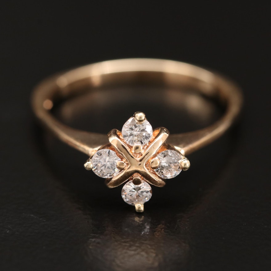 14K Diamond Quatrefoil Ring