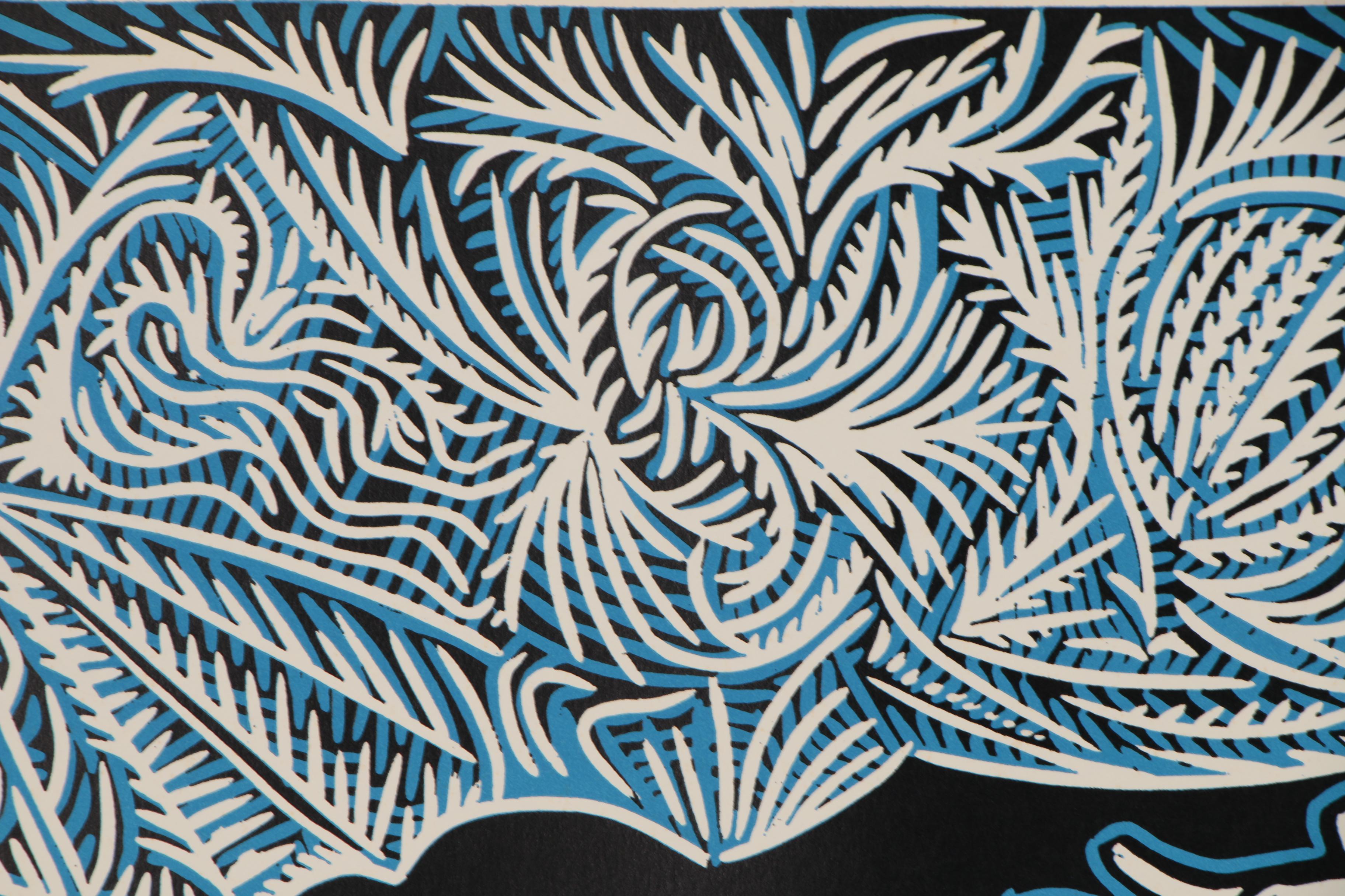 Pablo Picasso Color Linoleum Cut "Bacchanal with Goat", 1962