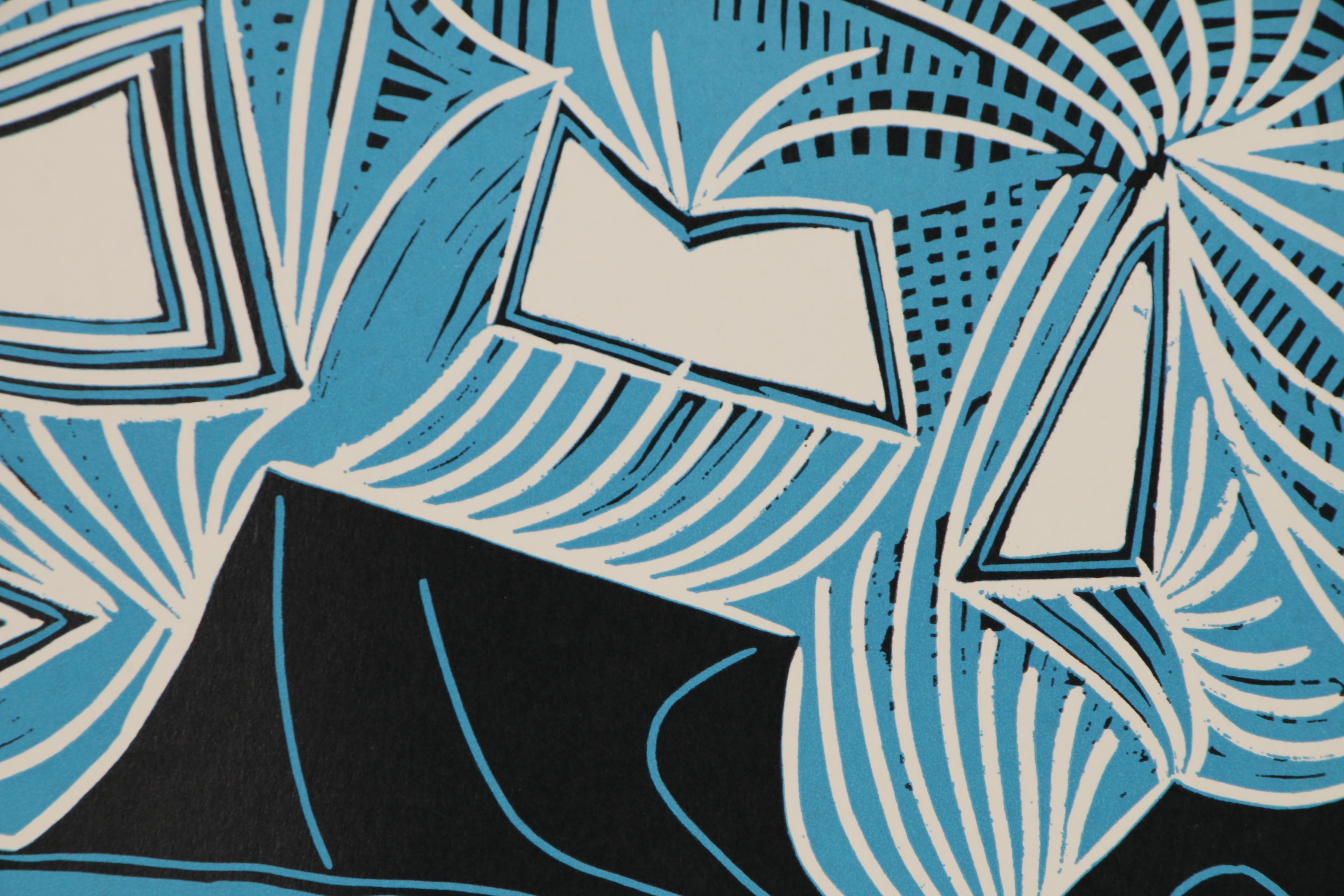 Pablo Picasso Color Linoleum Cut "Bacchanal with Pair of Lovers", 1962