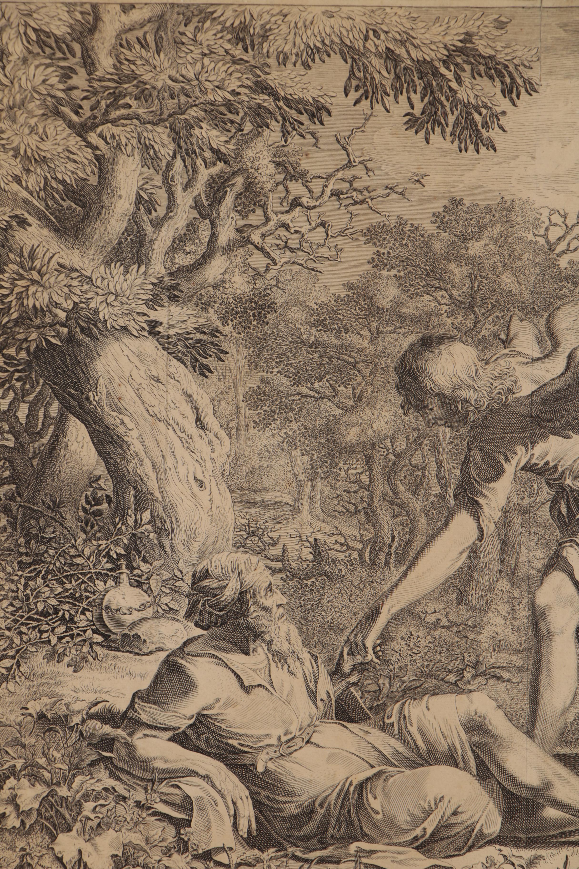 Pieter Nolpe Engraving  from Visscher's Royal Bible, Mid-17th Century