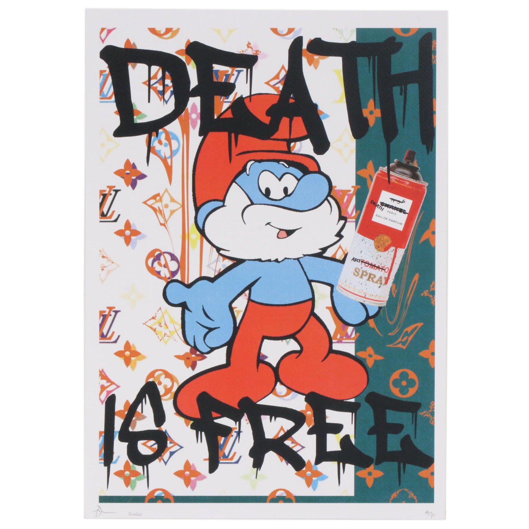 Death NYC Papa Smurf "Death is Free" Graphic Print, 2020