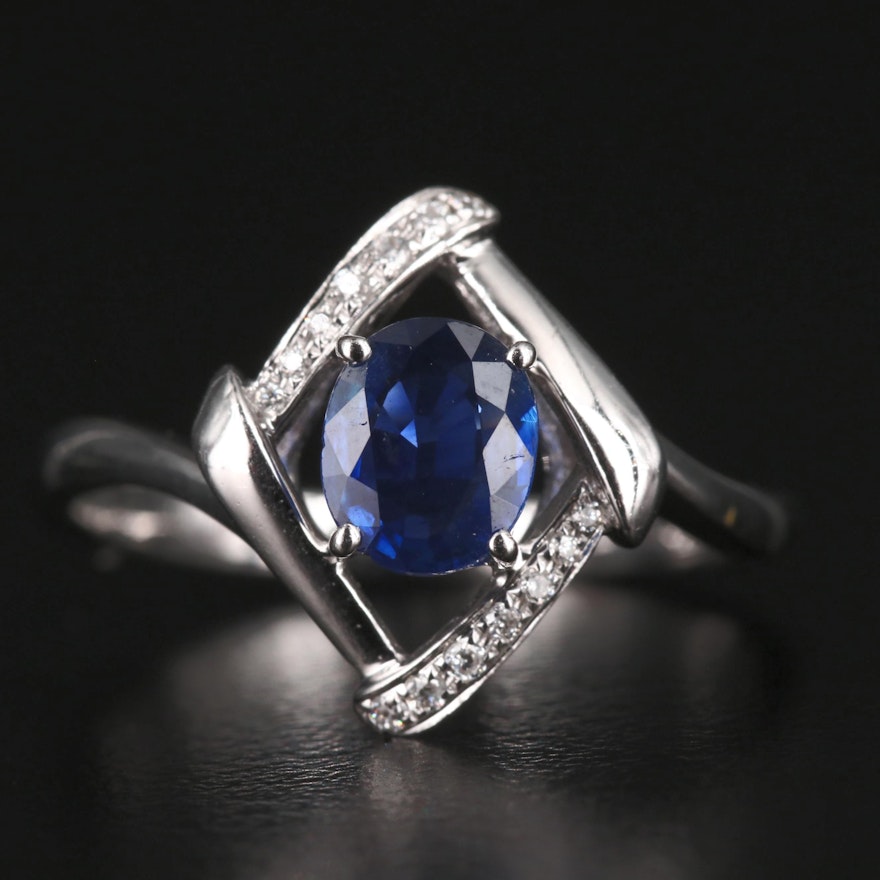 14K Sapphire Ring with Diamond Accents