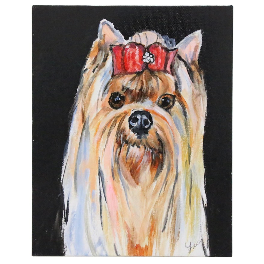 C.J. Lee Acrylic Painting "Yorkie", 2016