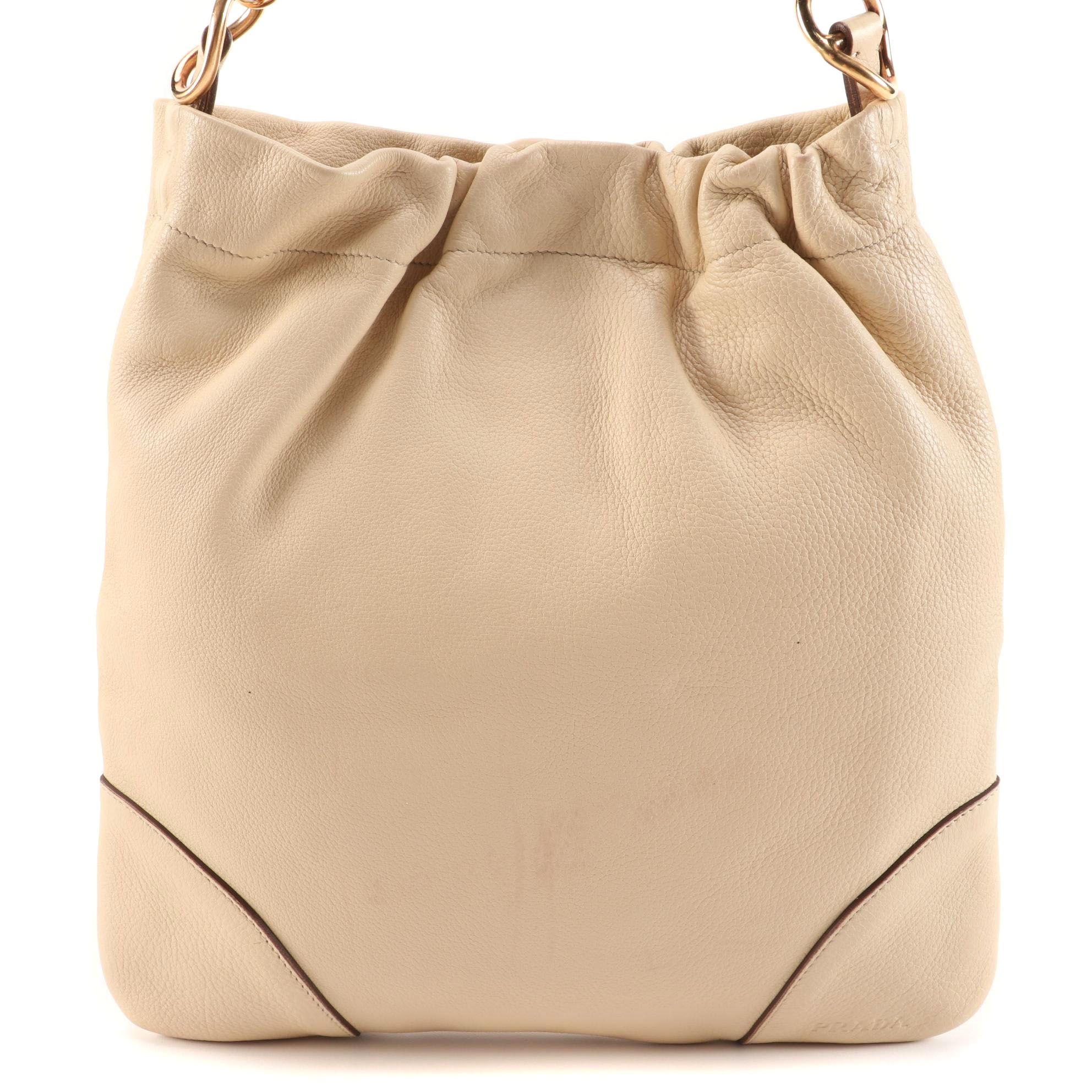 Prada Beige Vitello Daino Leather Shoulder Bag