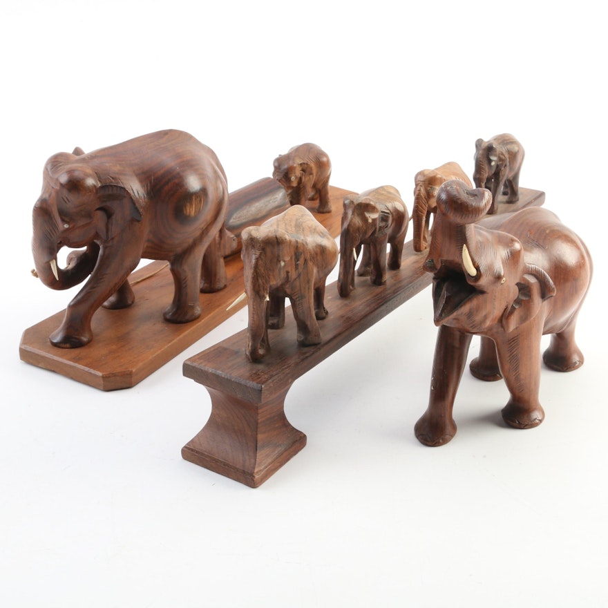 Carved Exotic Hardwood Elephants