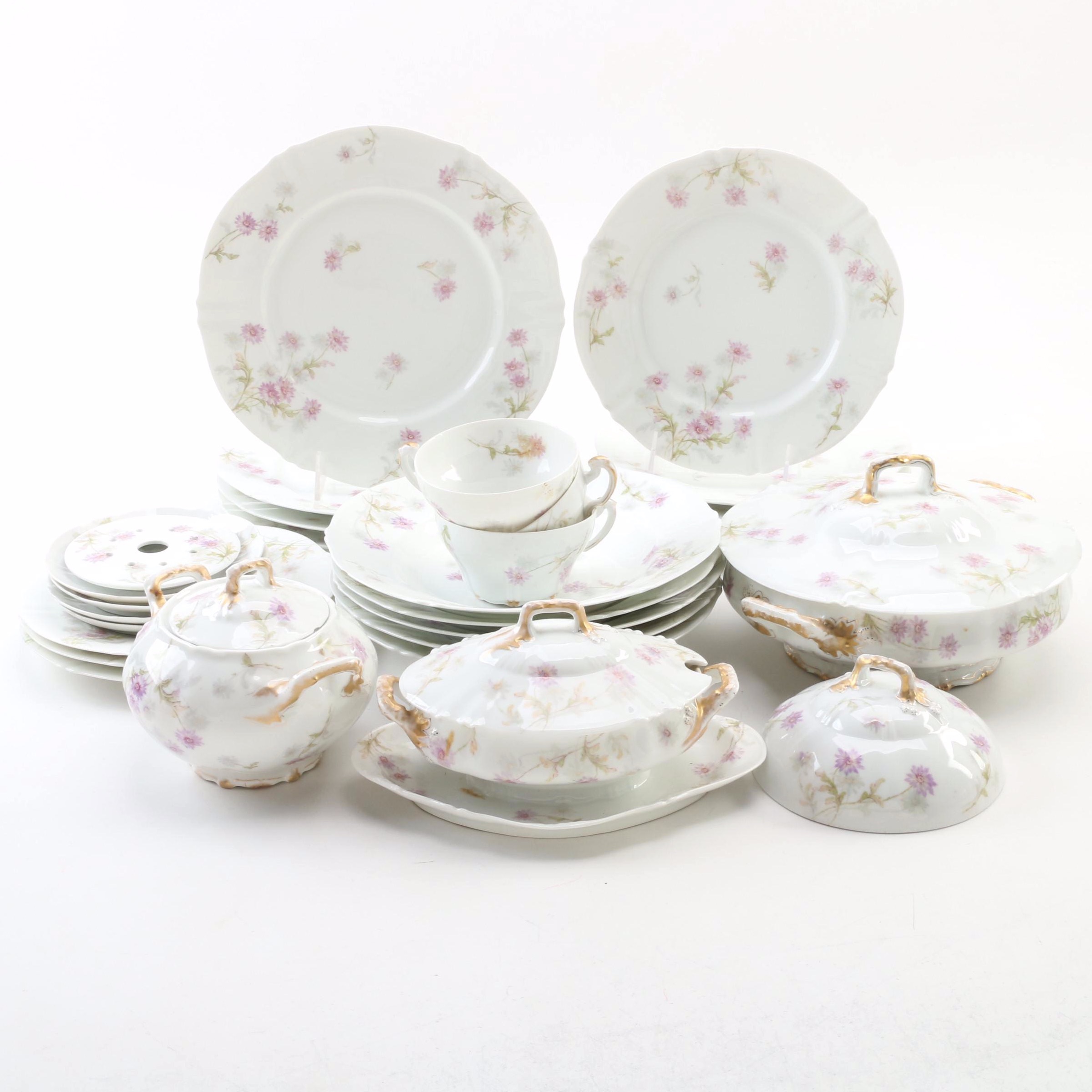 Theodore Haviland Limoges Porcelain Floral Dinnerware, Late 19th Century