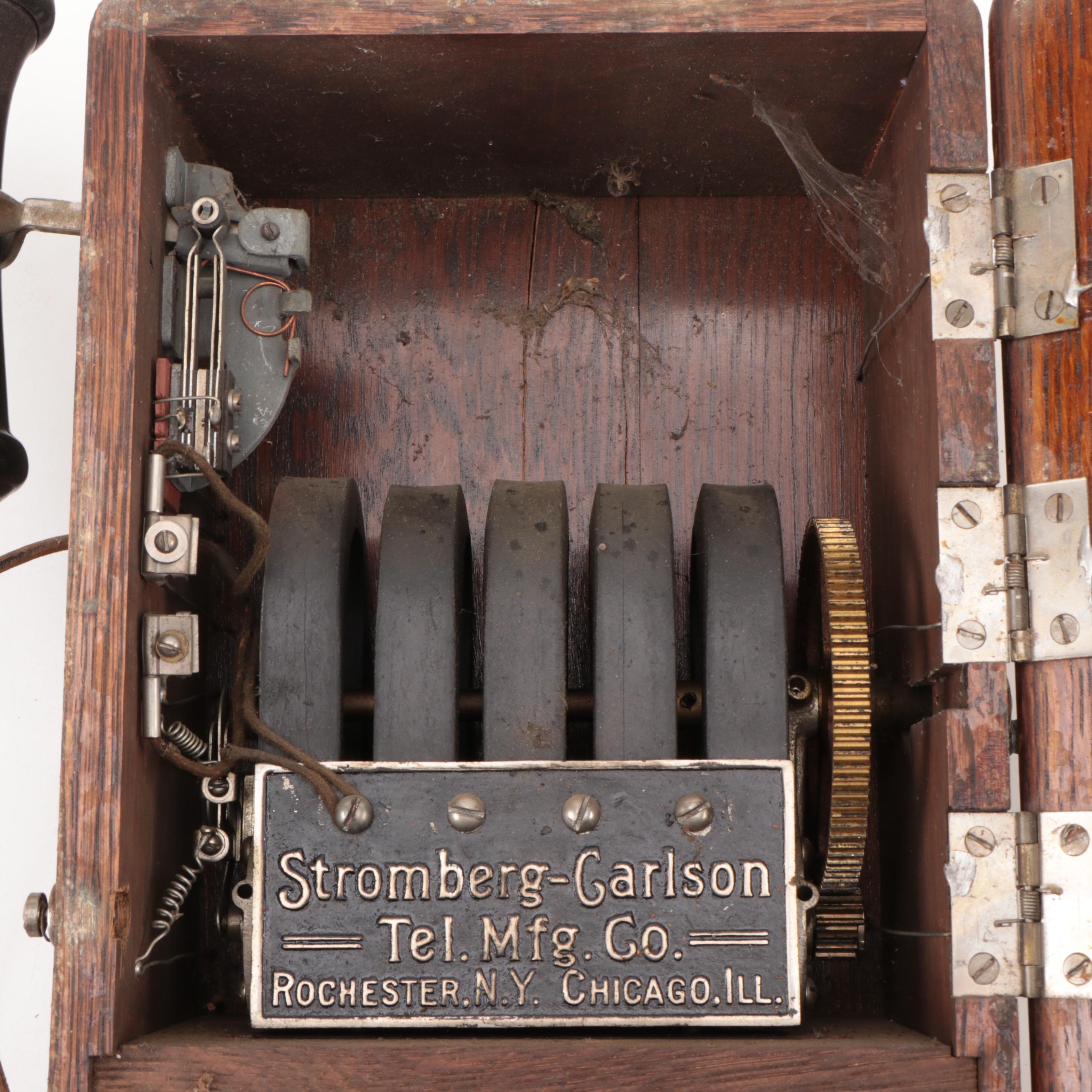 Stromberg-Carlson Mfg. Co. Hand-Crank Oak Box Wall Telephone, Early 20th Century