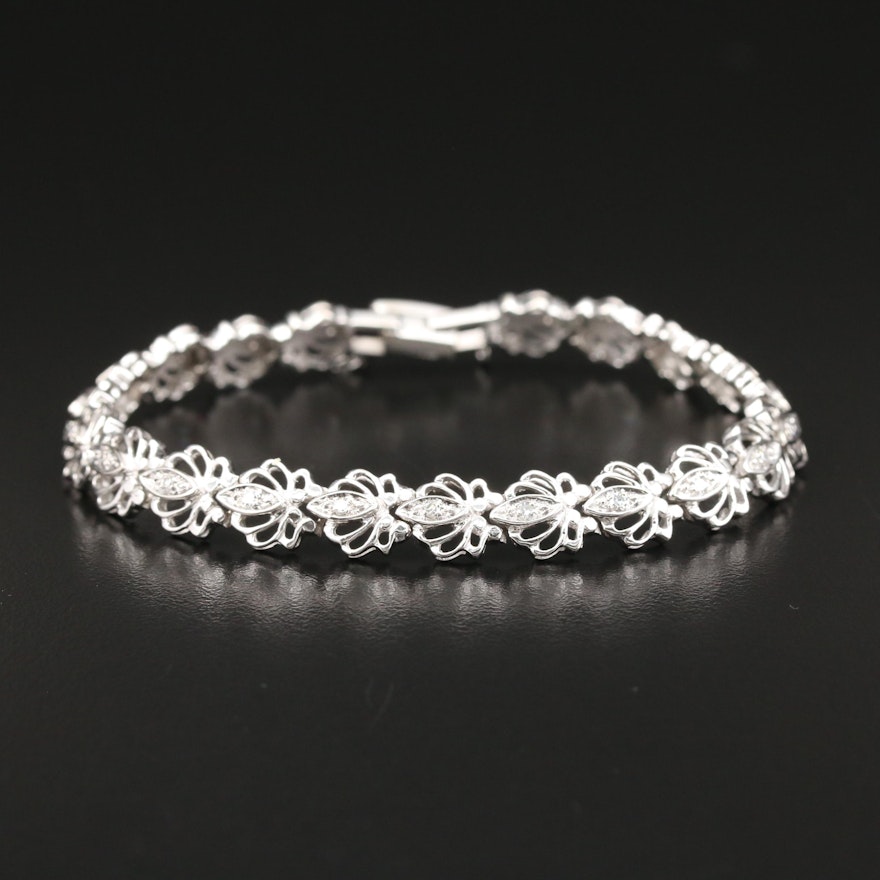 14K Diamond Floral Link Bracelet
