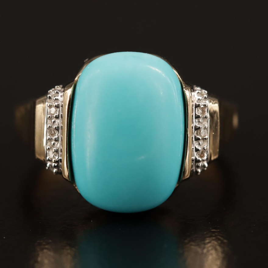 14K Turquoise and Diamond Ring