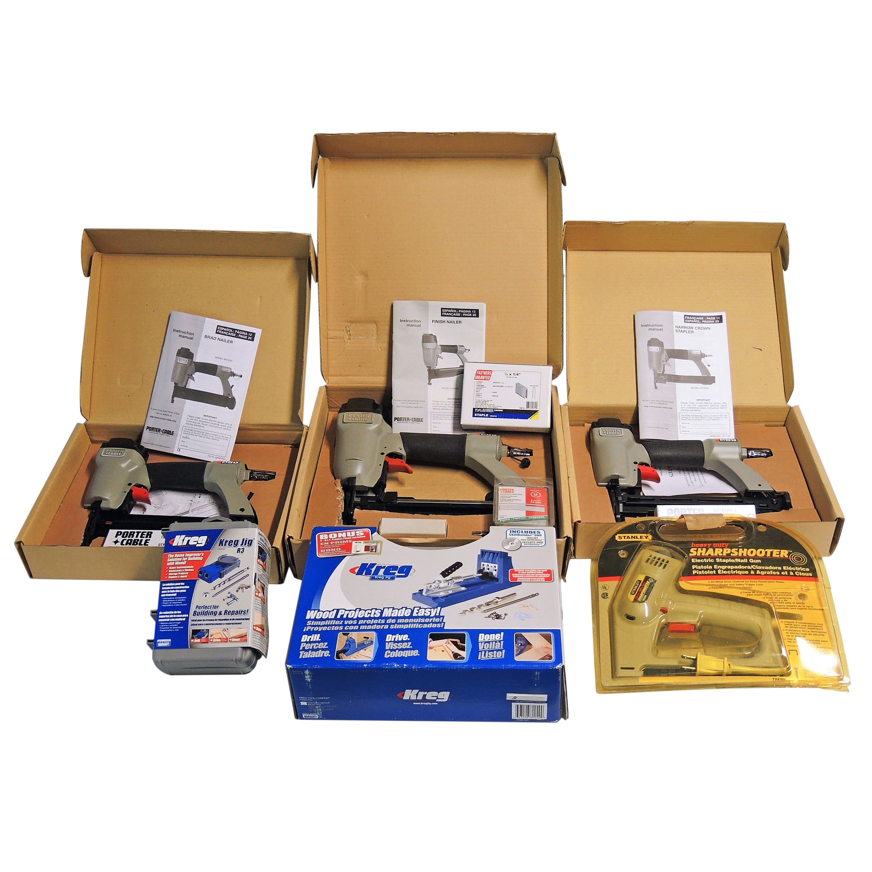 Porter-Cable Finish Nailer, Brad Nailer, Narrow Crown Stapler and Kreg Jig
