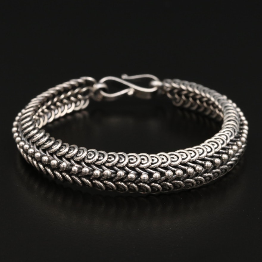 Sterling Silver Swirl Chain Bracelet