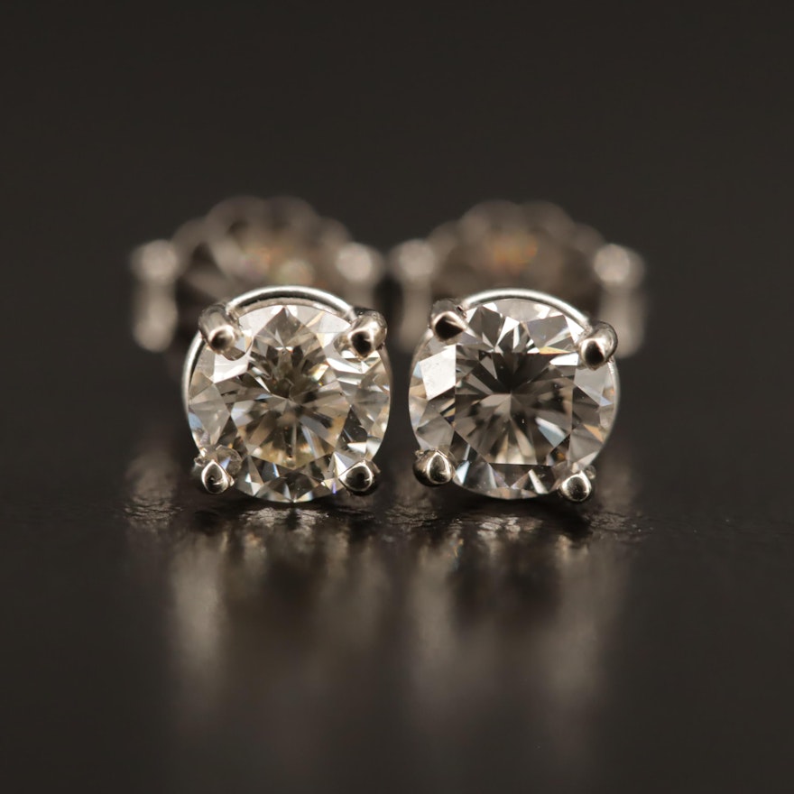 14K 1.05 CTW Diamond Stud Earrings with GIA Reports