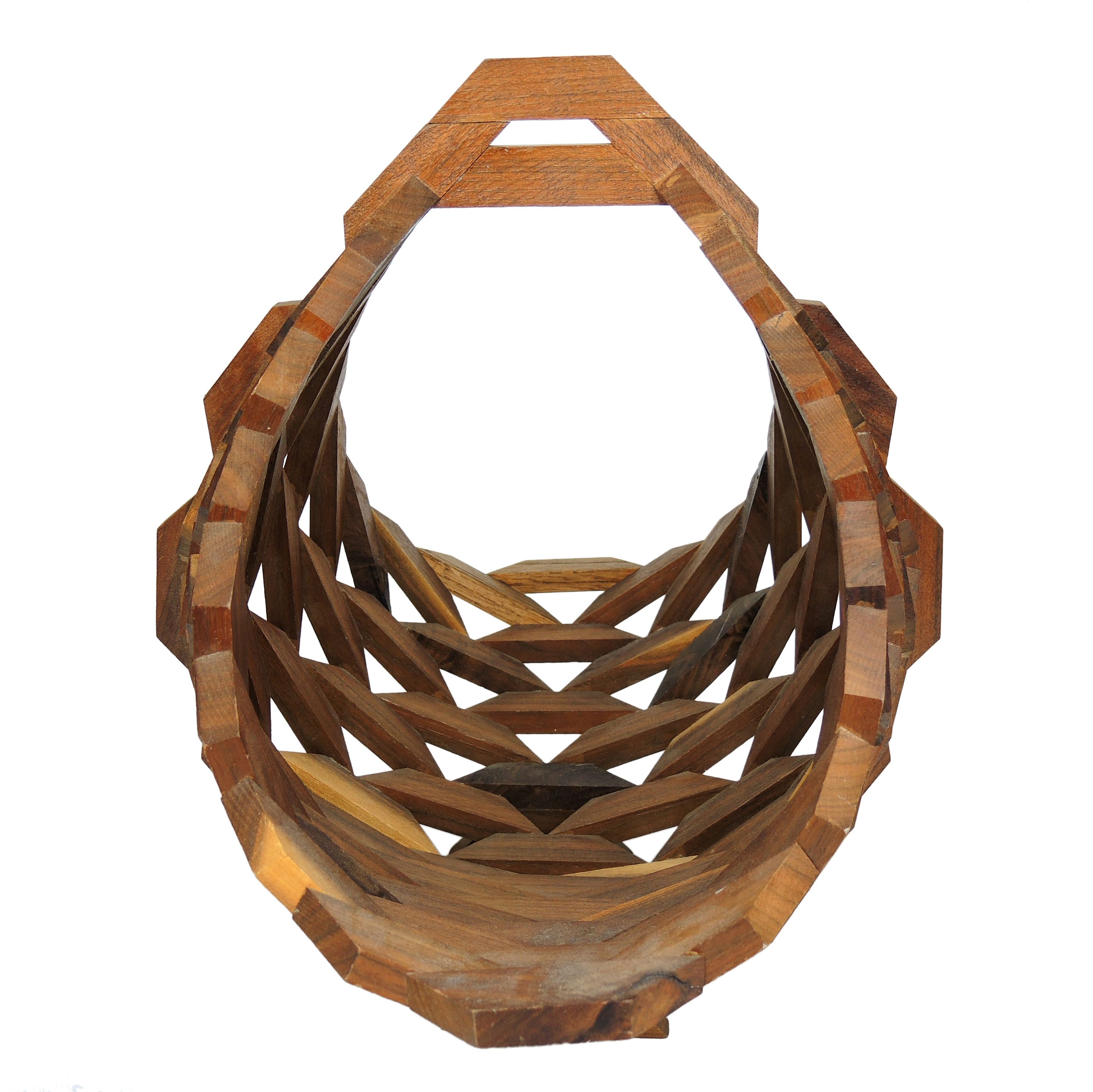 Mid Century Modern Wooden Geometric Basket