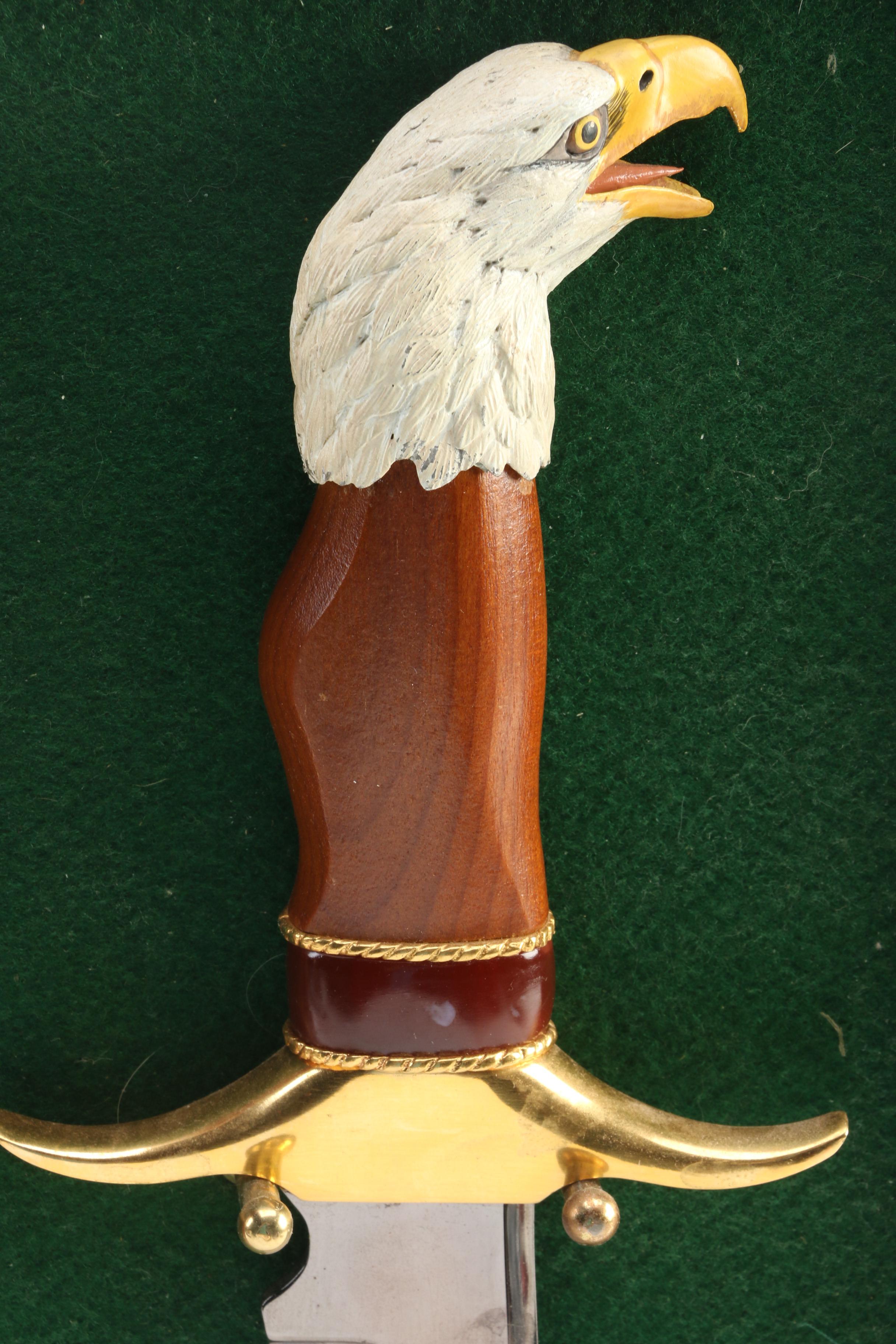 Franklin Mint Ray Beers Eagle and Bald Eagle Knives and Wolf Motif Knife