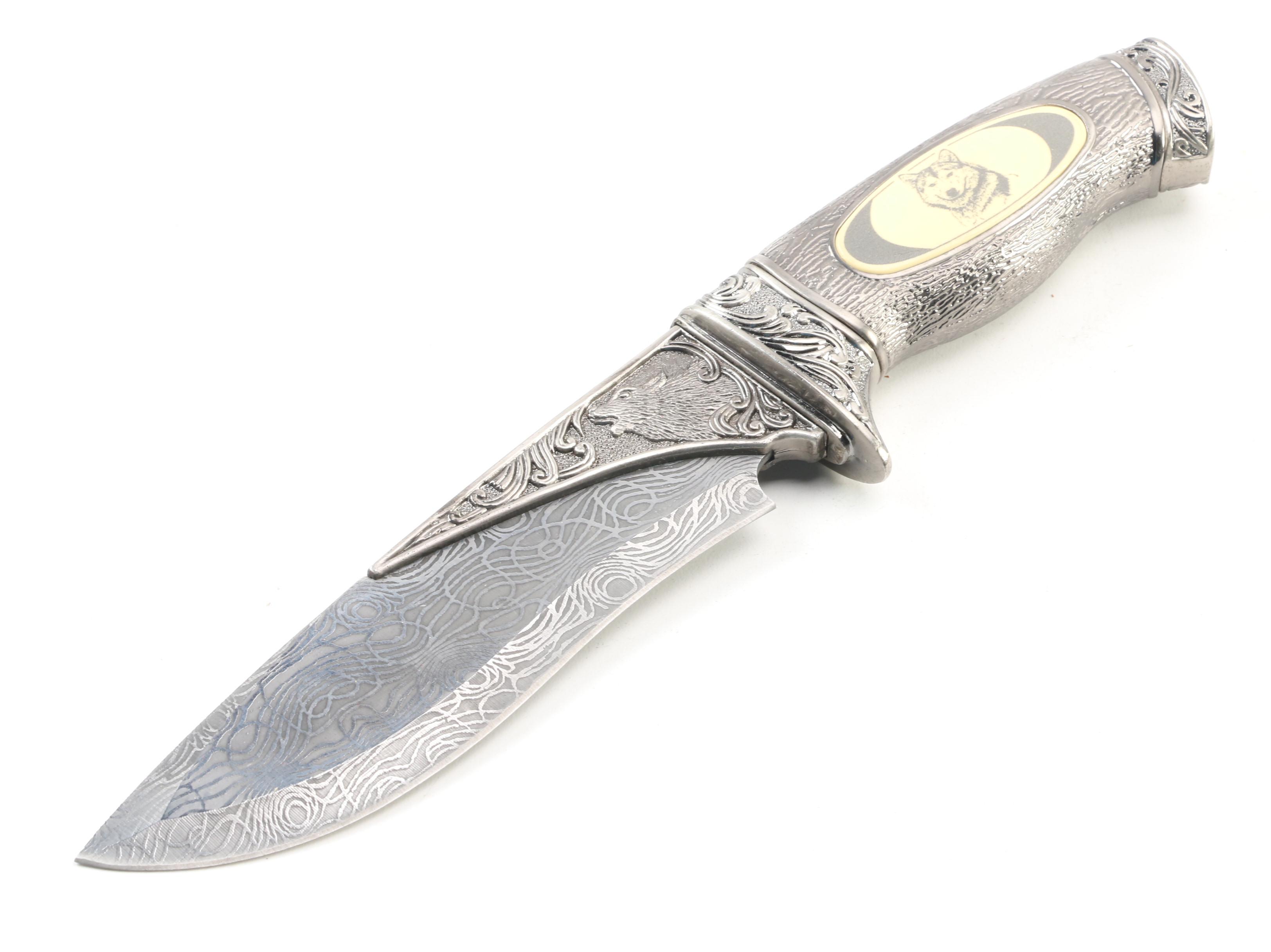 Franklin Mint Ray Beers Eagle and Bald Eagle Knives and Wolf Motif Knife