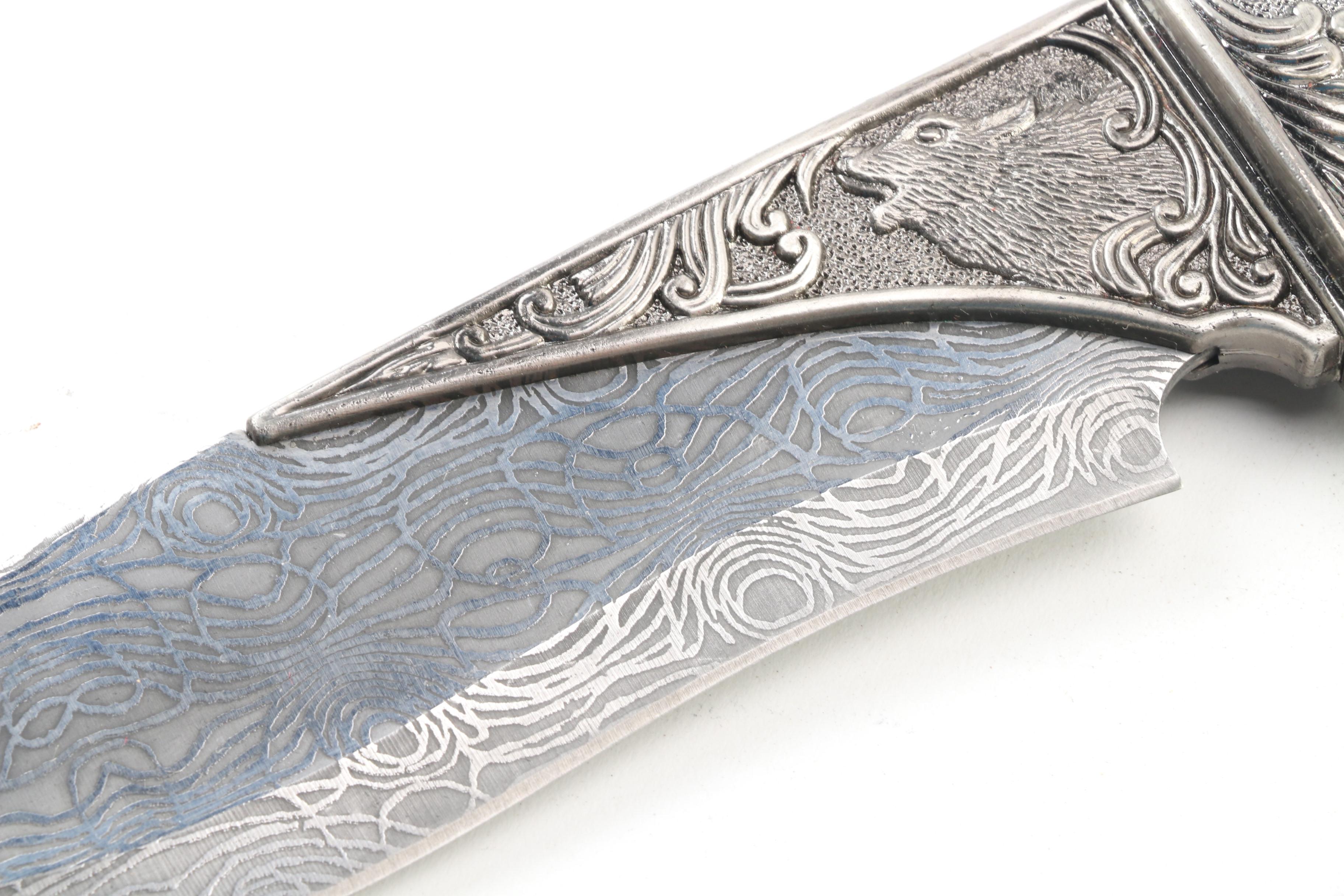 Franklin Mint Ray Beers Eagle and Bald Eagle Knives and Wolf Motif Knife