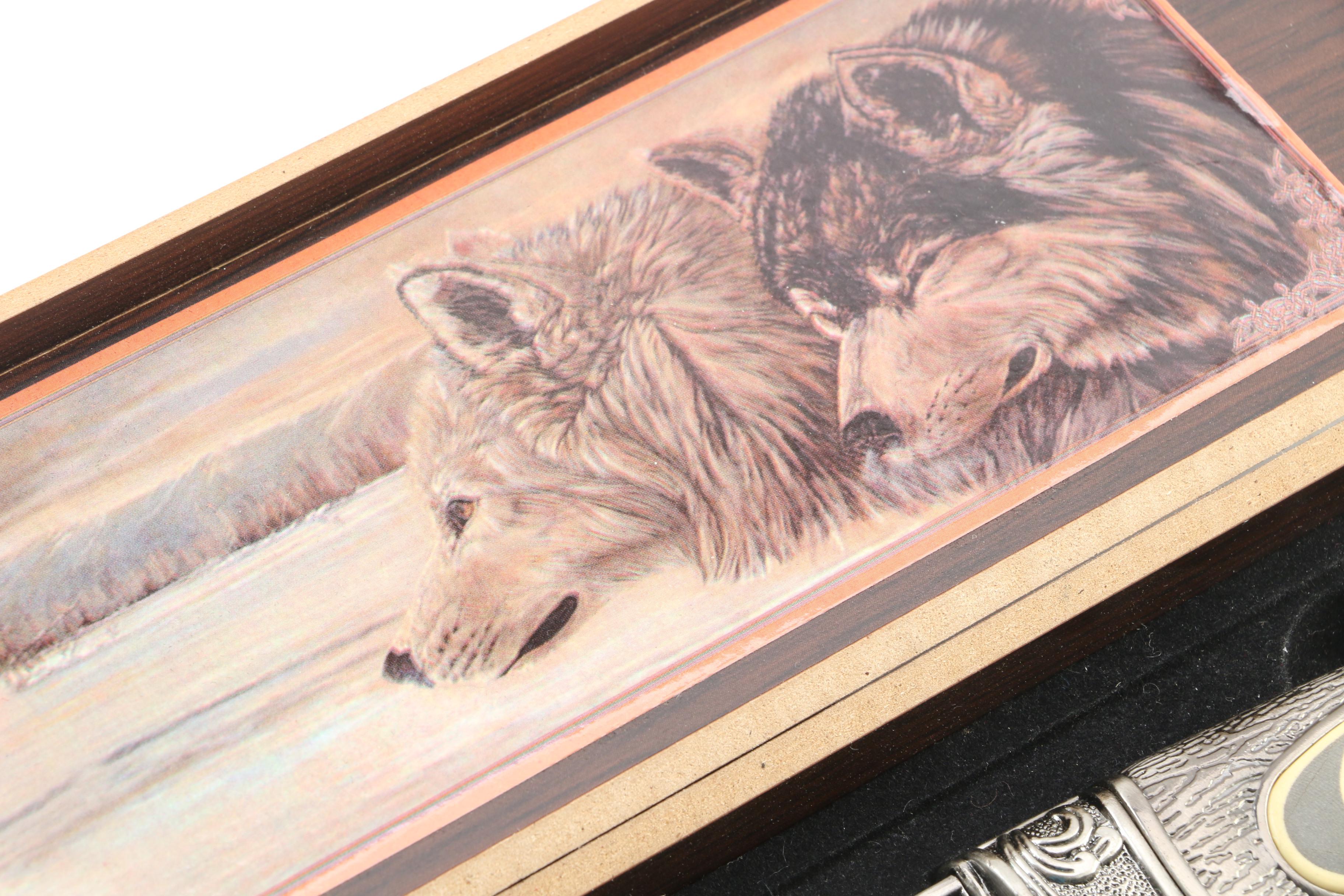 Franklin Mint Ray Beers Eagle and Bald Eagle Knives and Wolf Motif Knife