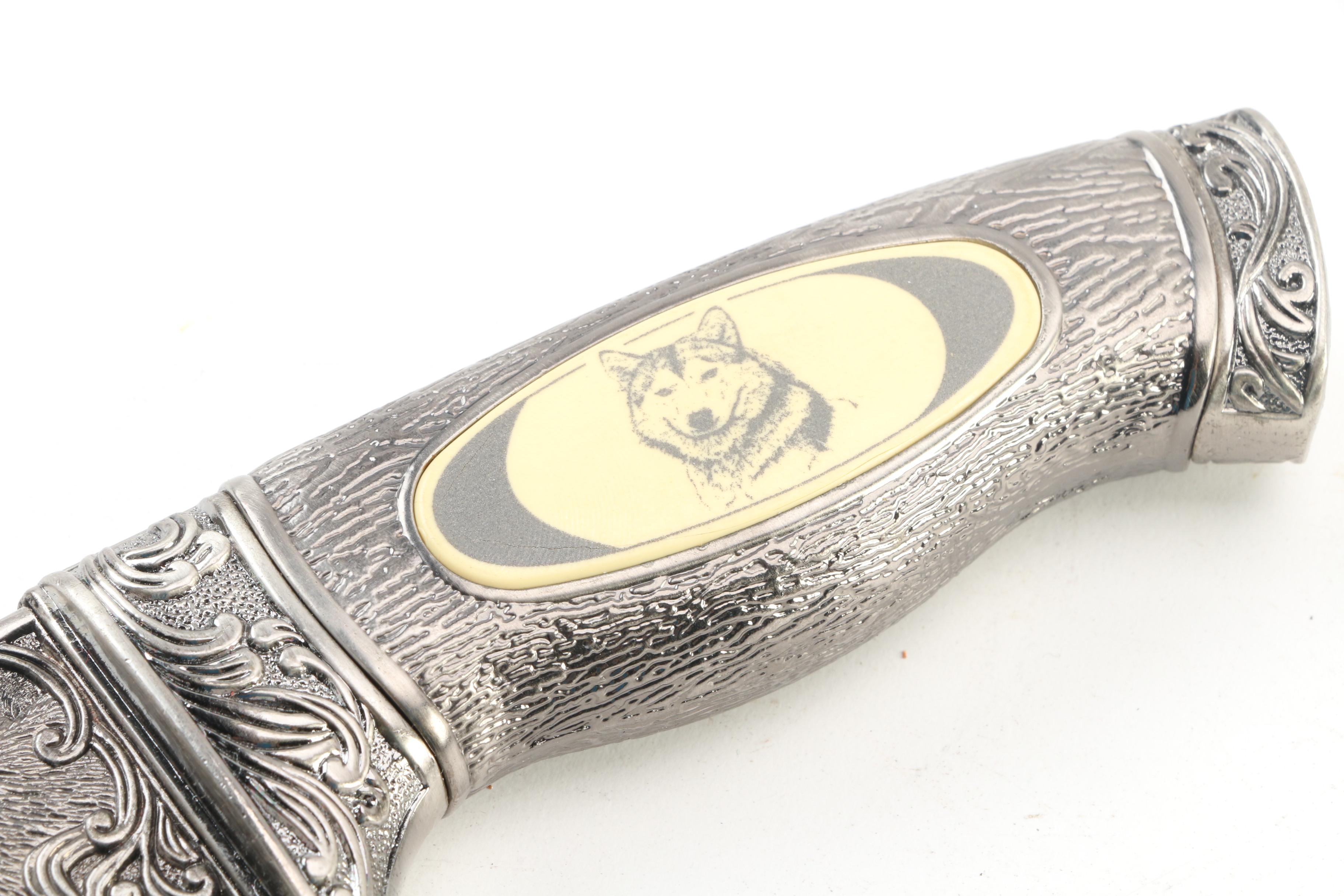 Franklin Mint Ray Beers Eagle and Bald Eagle Knives and Wolf Motif Knife