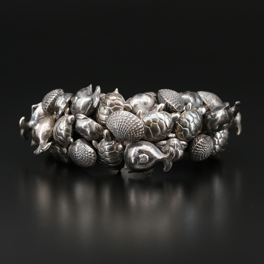Sterling Silver Ocean Themed Bracelet