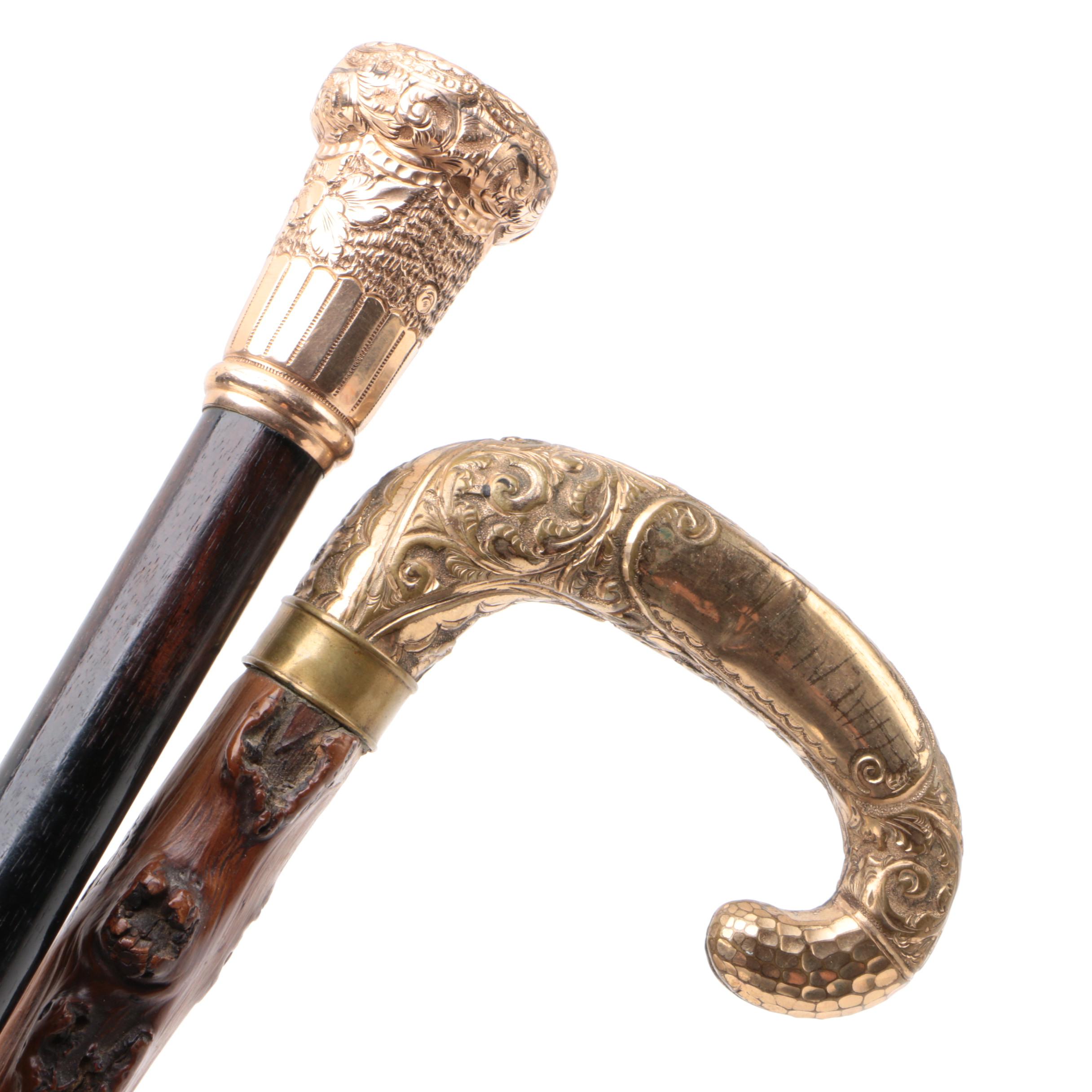 African Sword Cane with Thorn Wood Cane and Ebonized Wood Walking Stick