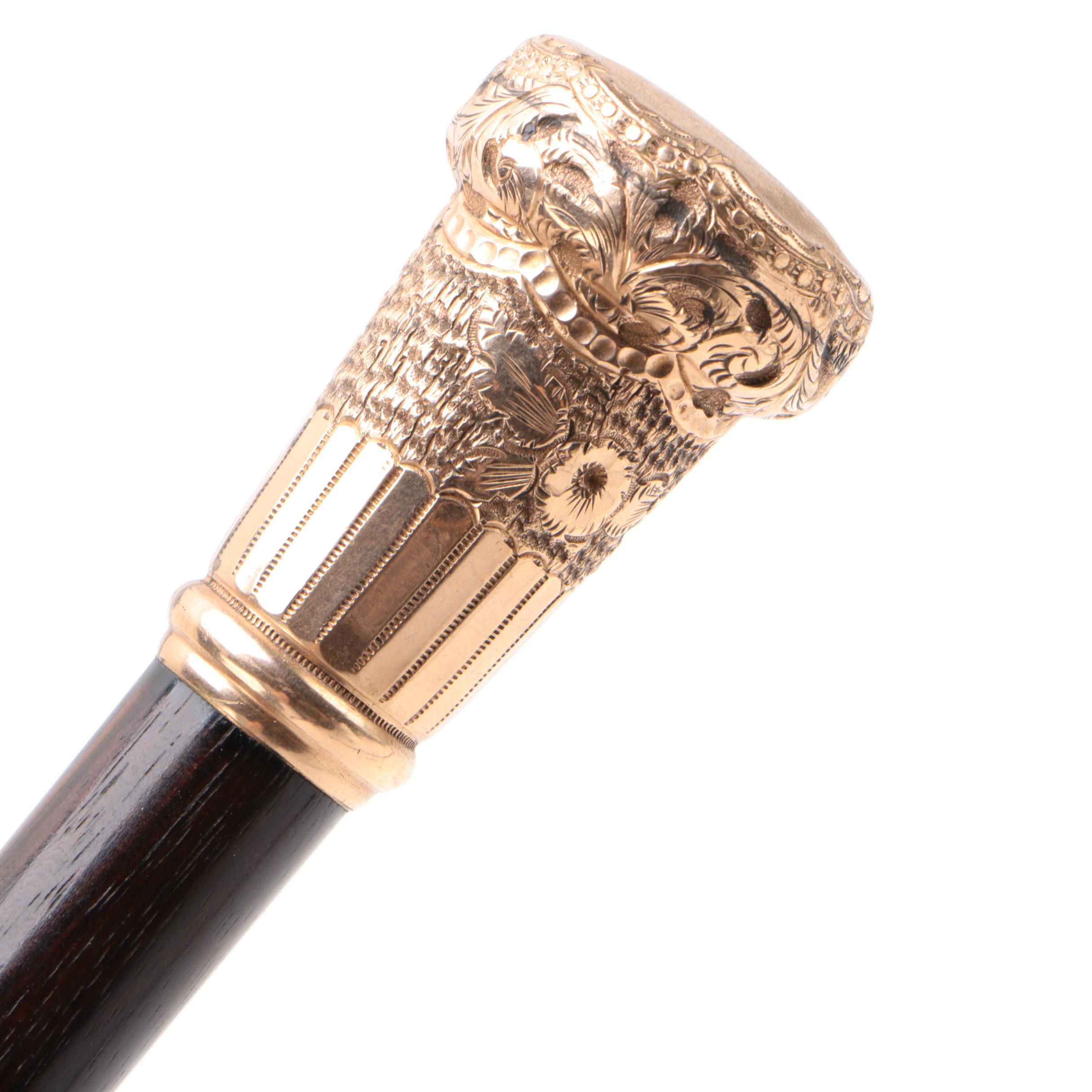 African Sword Cane with Thorn Wood Cane and Ebonized Wood Walking Stick