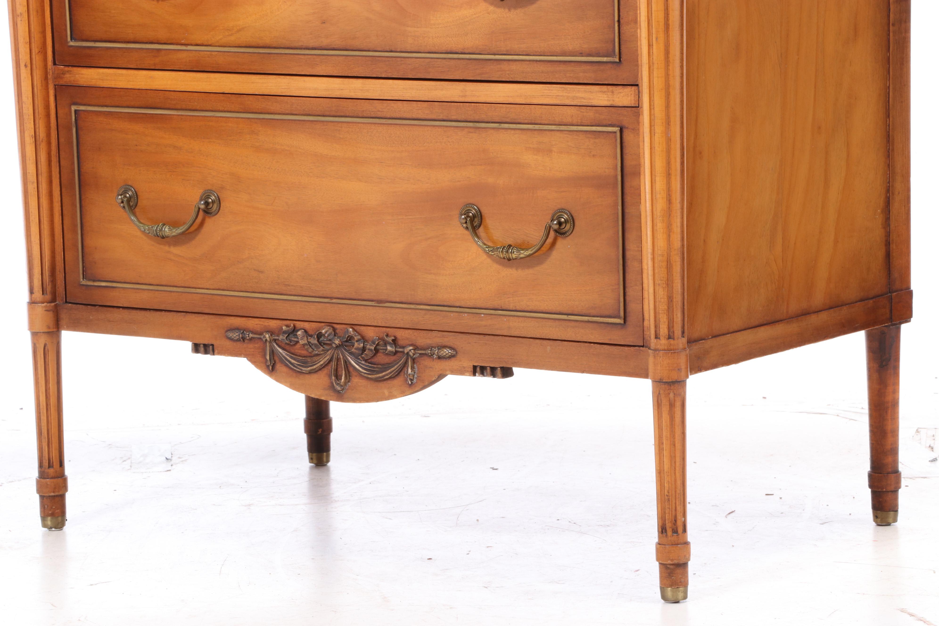 Saginaw Furniture Shops Federal Style Walnut-Veneered & Stained Chest of Drawers