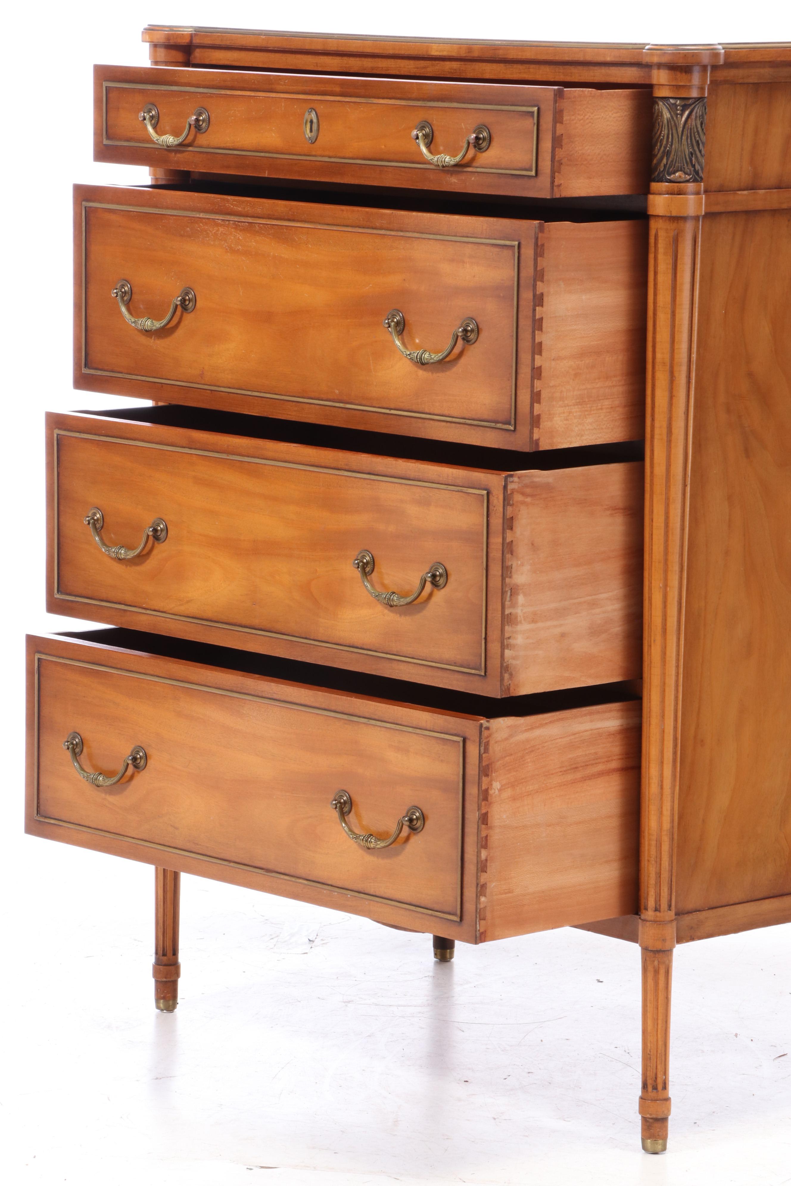 Saginaw Furniture Shops Federal Style Walnut-Veneered & Stained Chest of Drawers