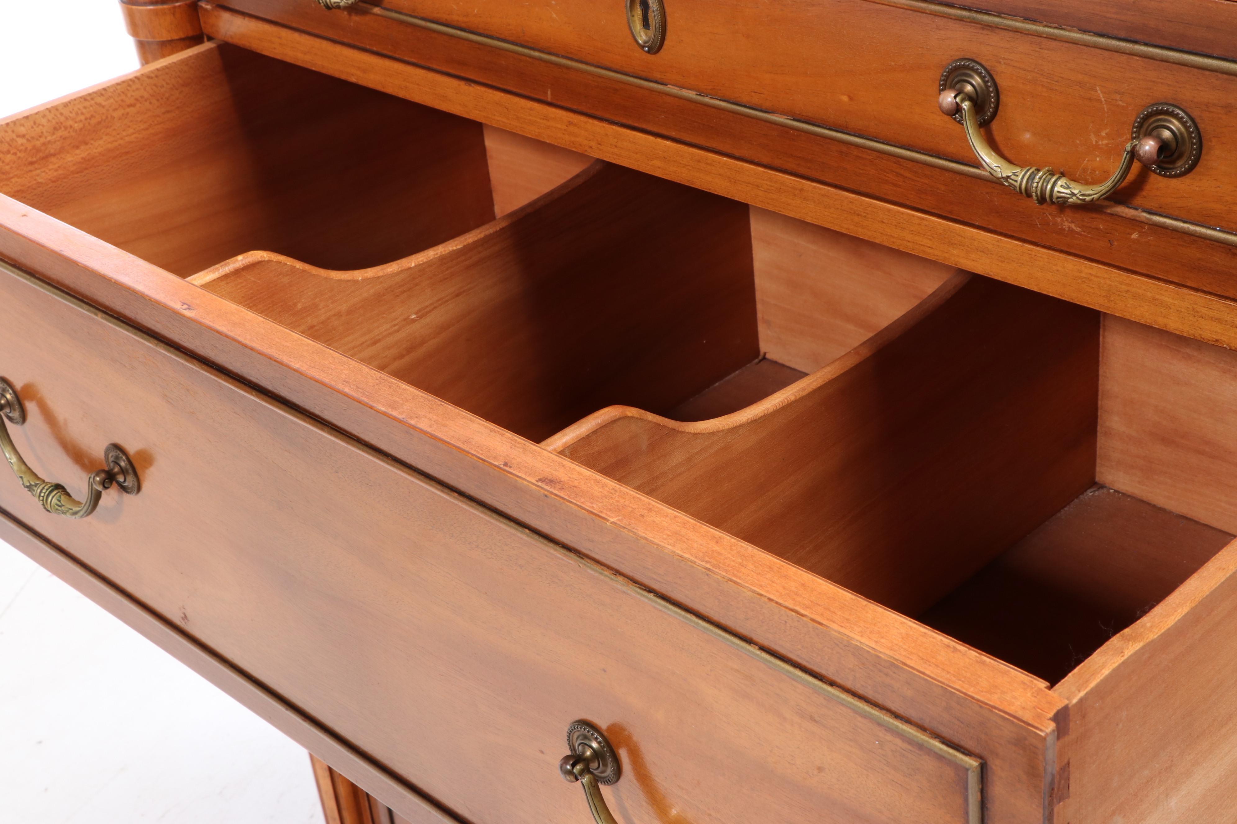 Saginaw Furniture Shops Federal Style Walnut-Veneered & Stained Chest of Drawers