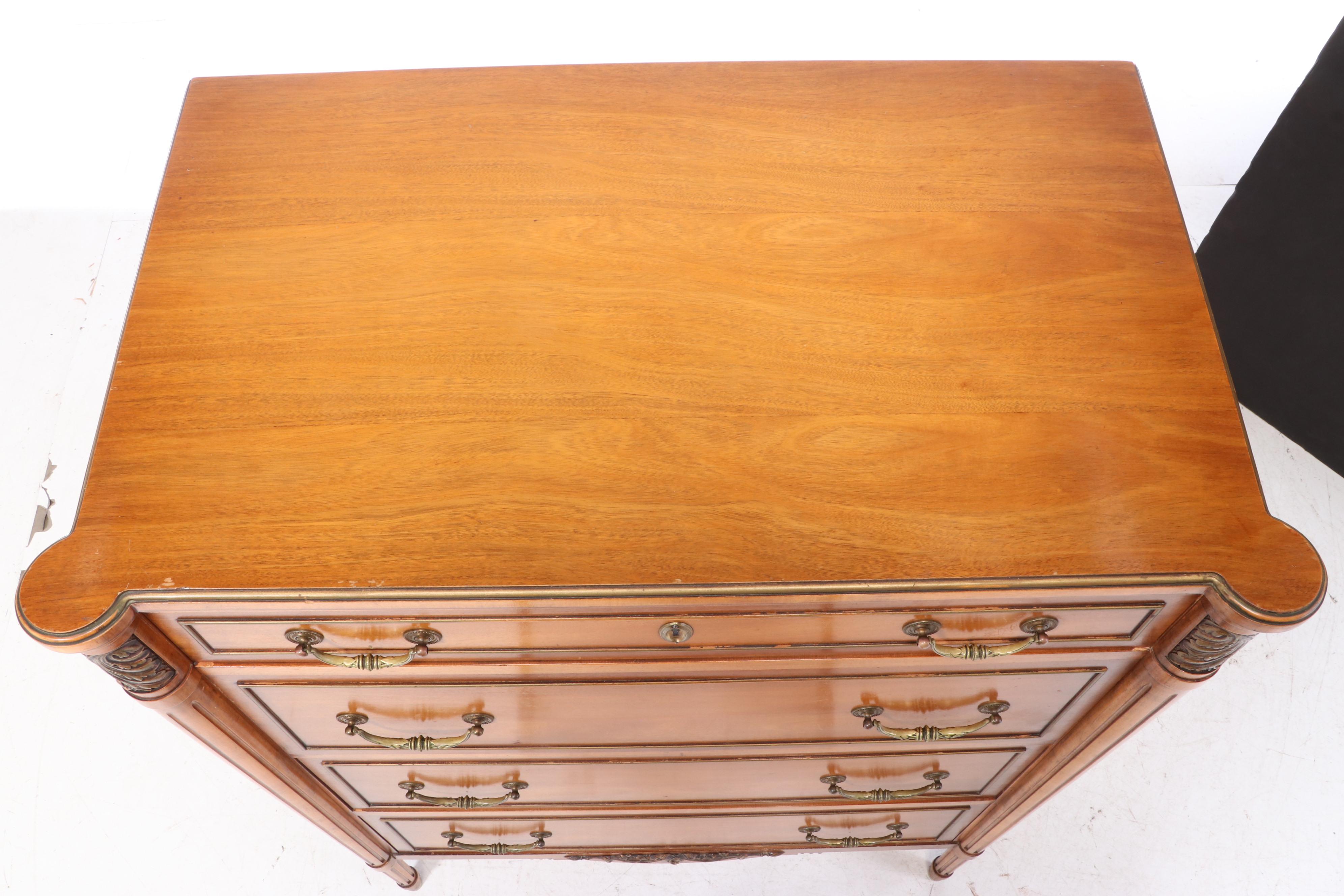 Saginaw Furniture Shops Federal Style Walnut-Veneered & Stained Chest of Drawers
