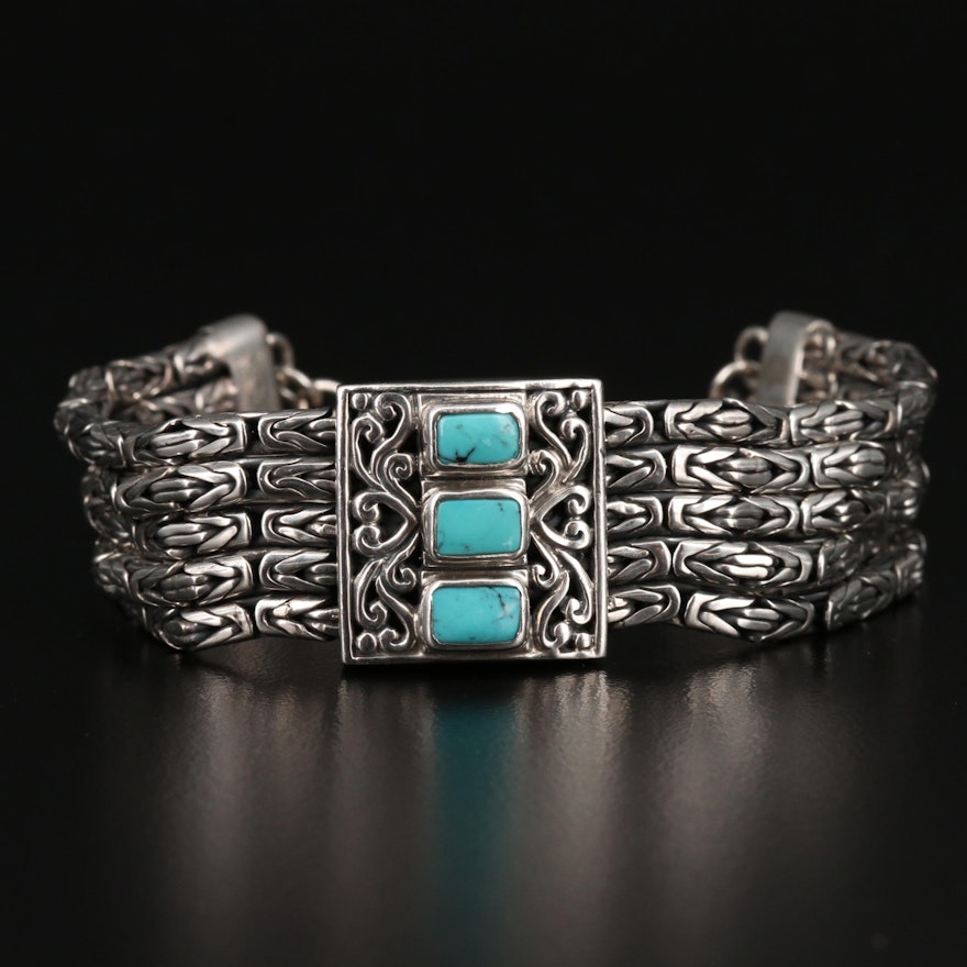 Sterling Silver Turquoise Mutli-Strand Bracelet