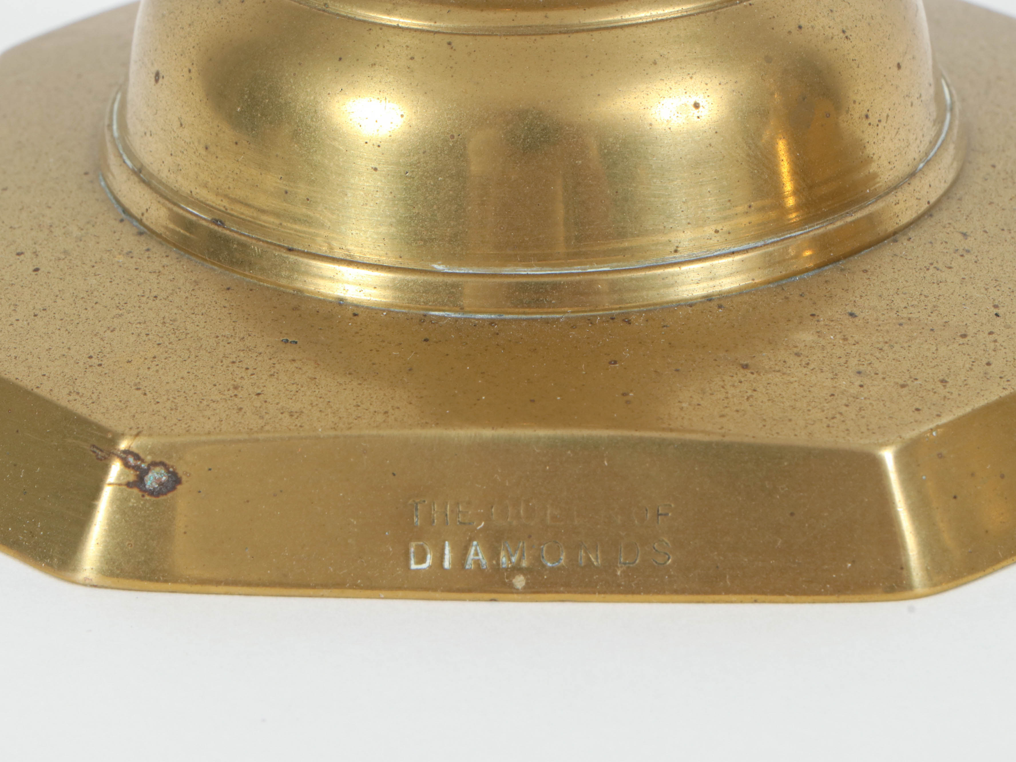 English Victorian "Queen of Diamonds" Brass Ejector Candlesticks, Late 19th c.