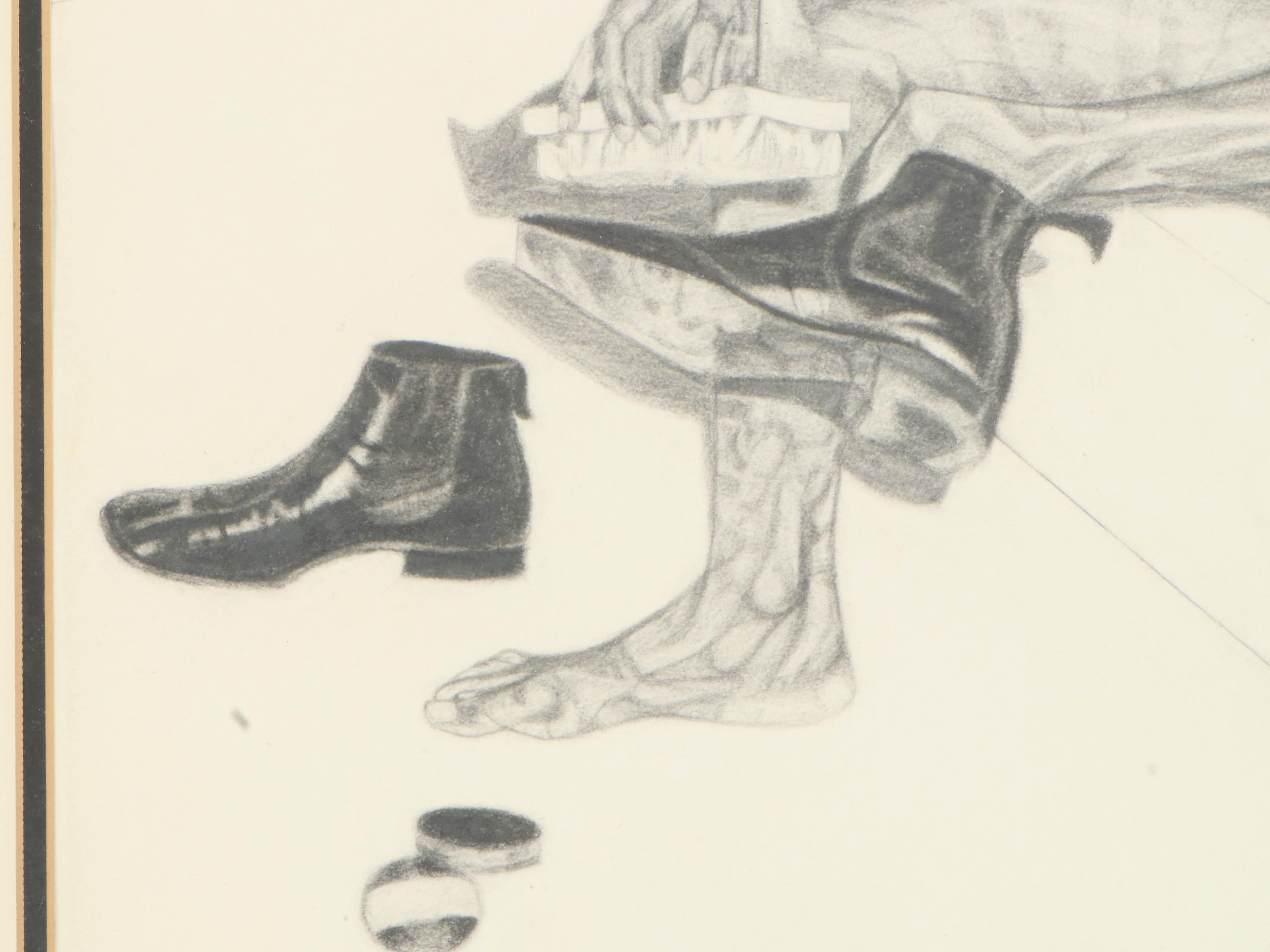 Raymond Lark Graphite Drawing "Getting It Together", Late 20th Century
