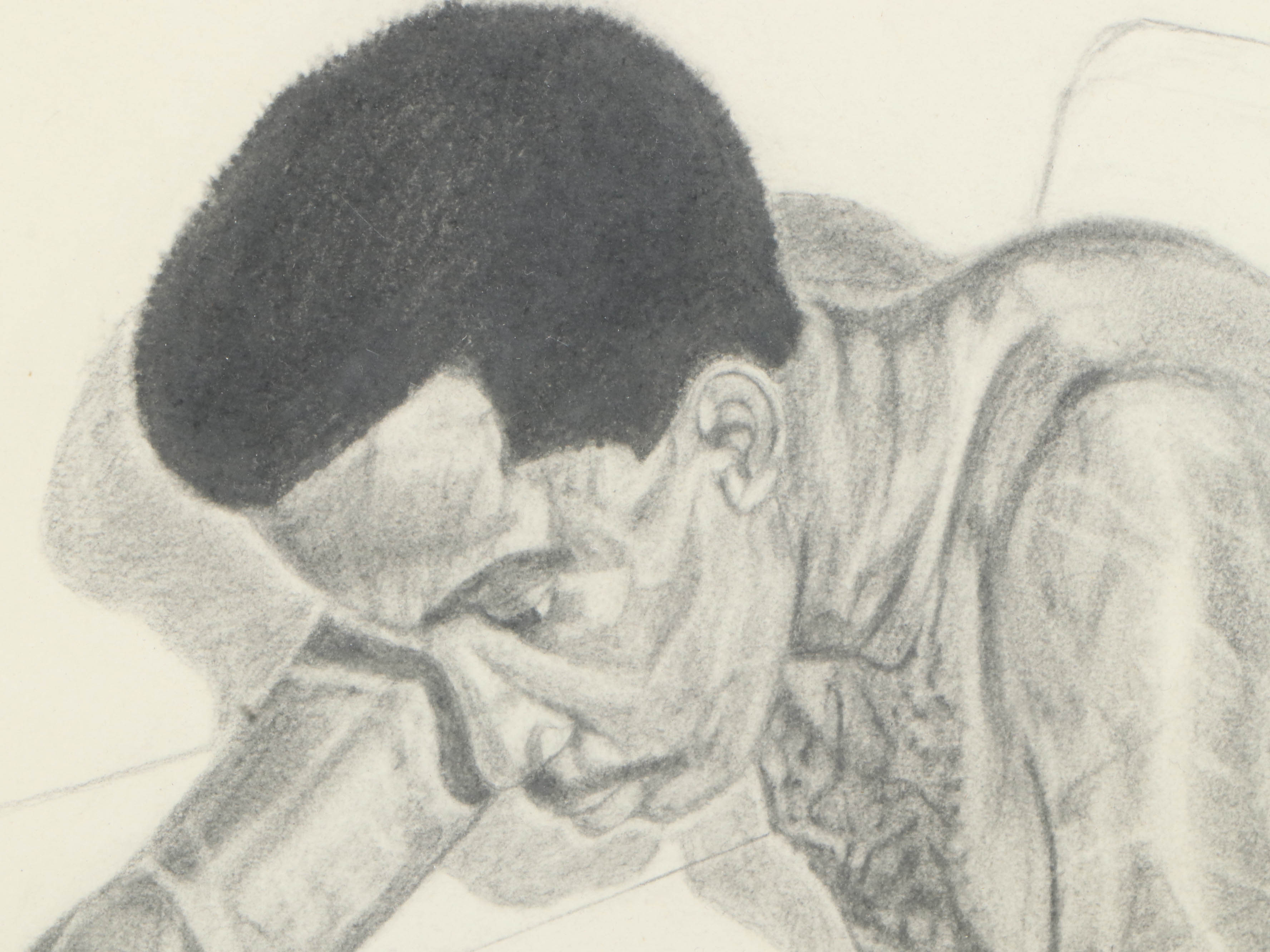 Raymond Lark Graphite Drawing "Getting It Together", Late 20th Century