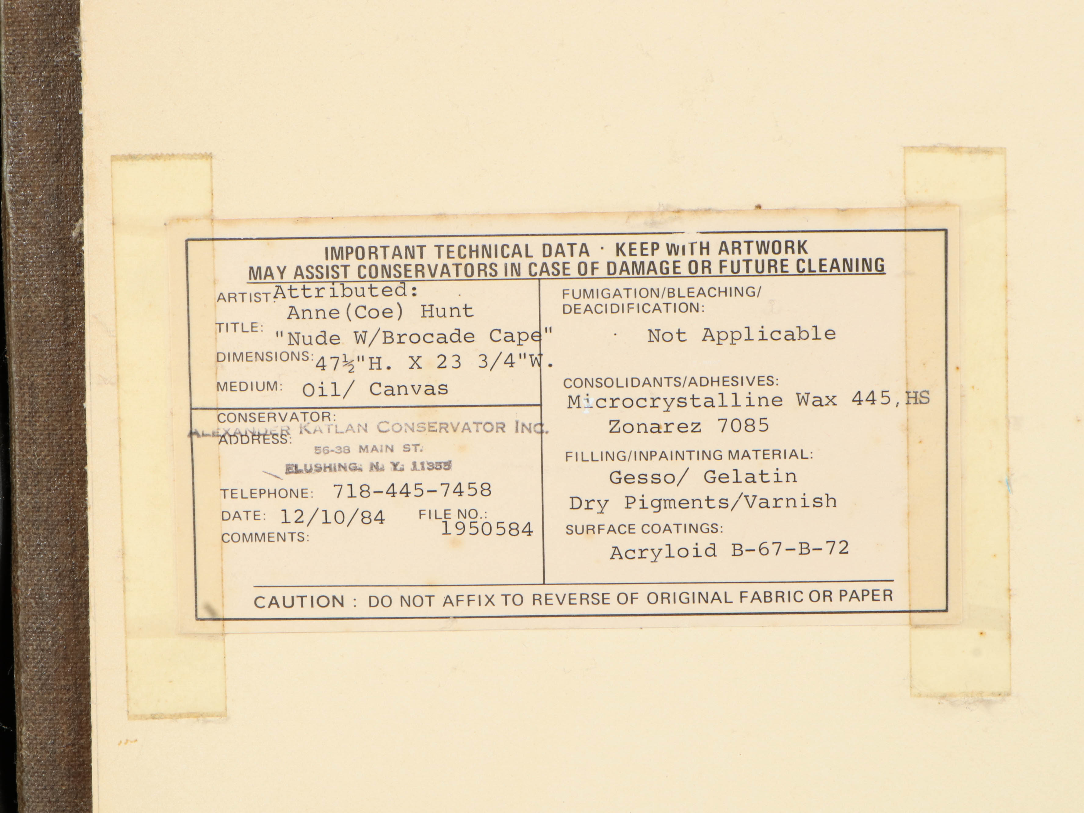 Richard B. Coe Oil Painting "Nude with Brocade Cape", Mid-20th Century