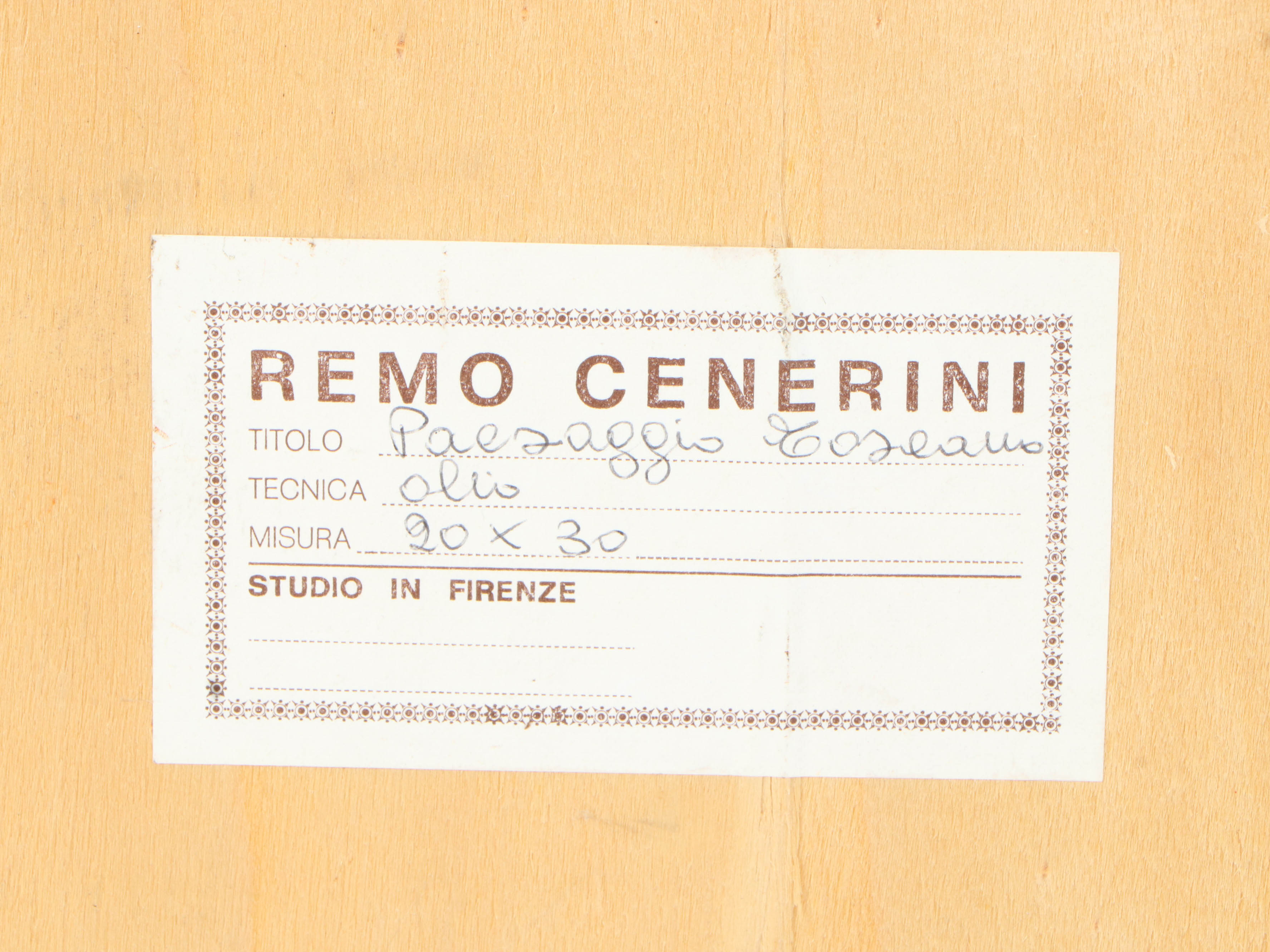 Remo Cenerini Tuscan Landscape Oil Painting, circa 1985