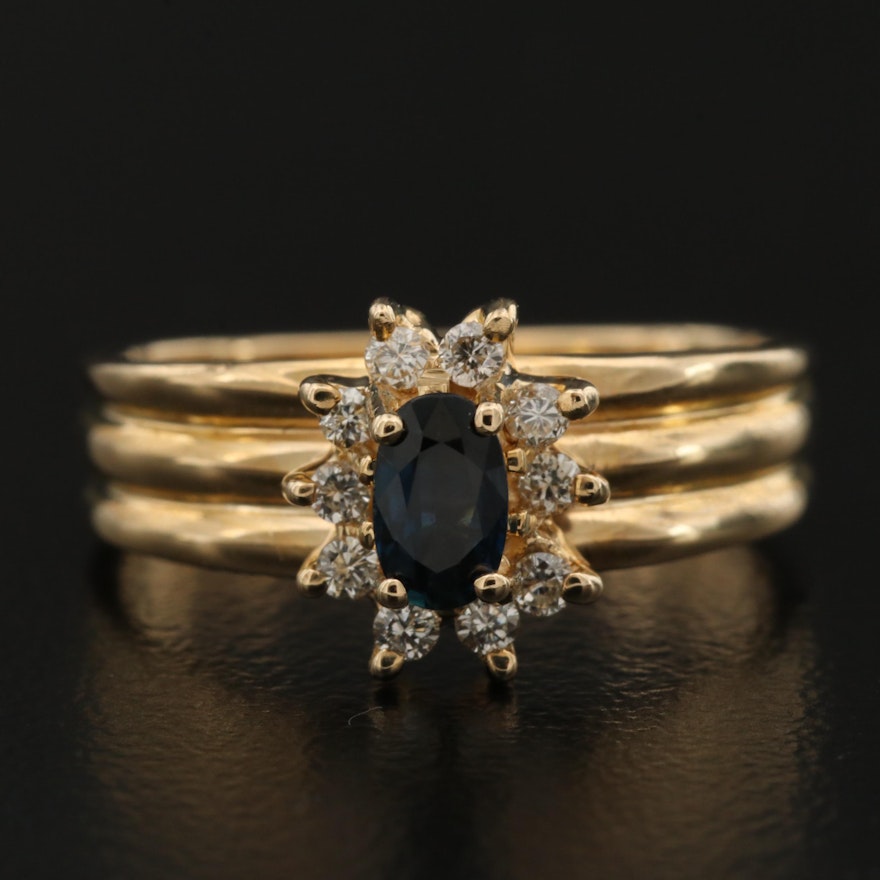 14K Sapphire and Diamond Ring