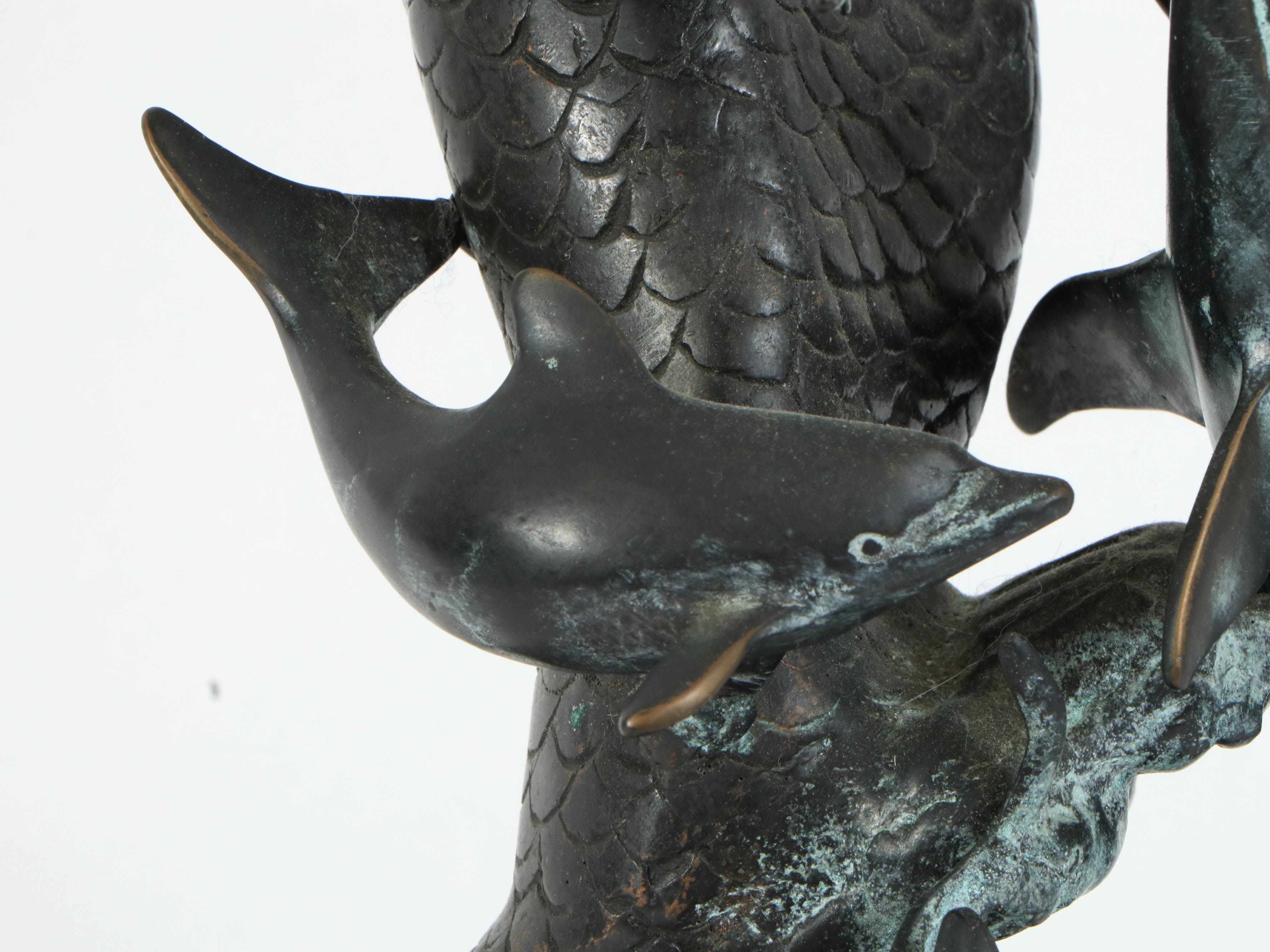 SPI Gallery Bronze Sculpture of Mermaid and Dolphin