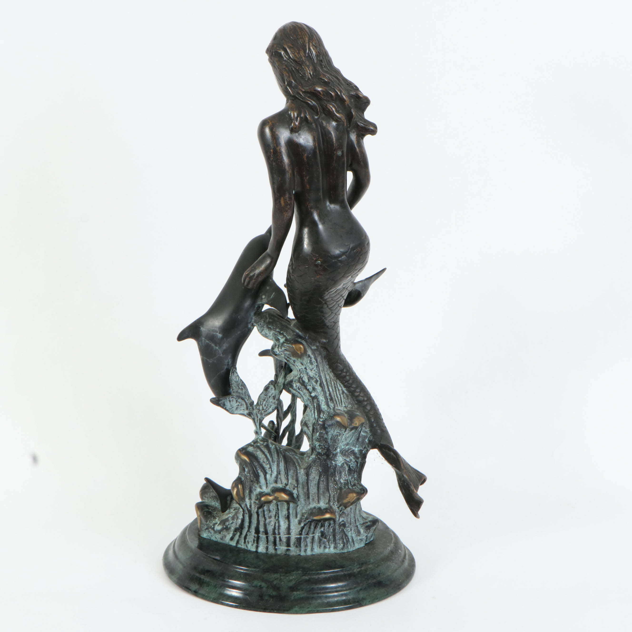 SPI Gallery Bronze Sculpture of Mermaid and Dolphin