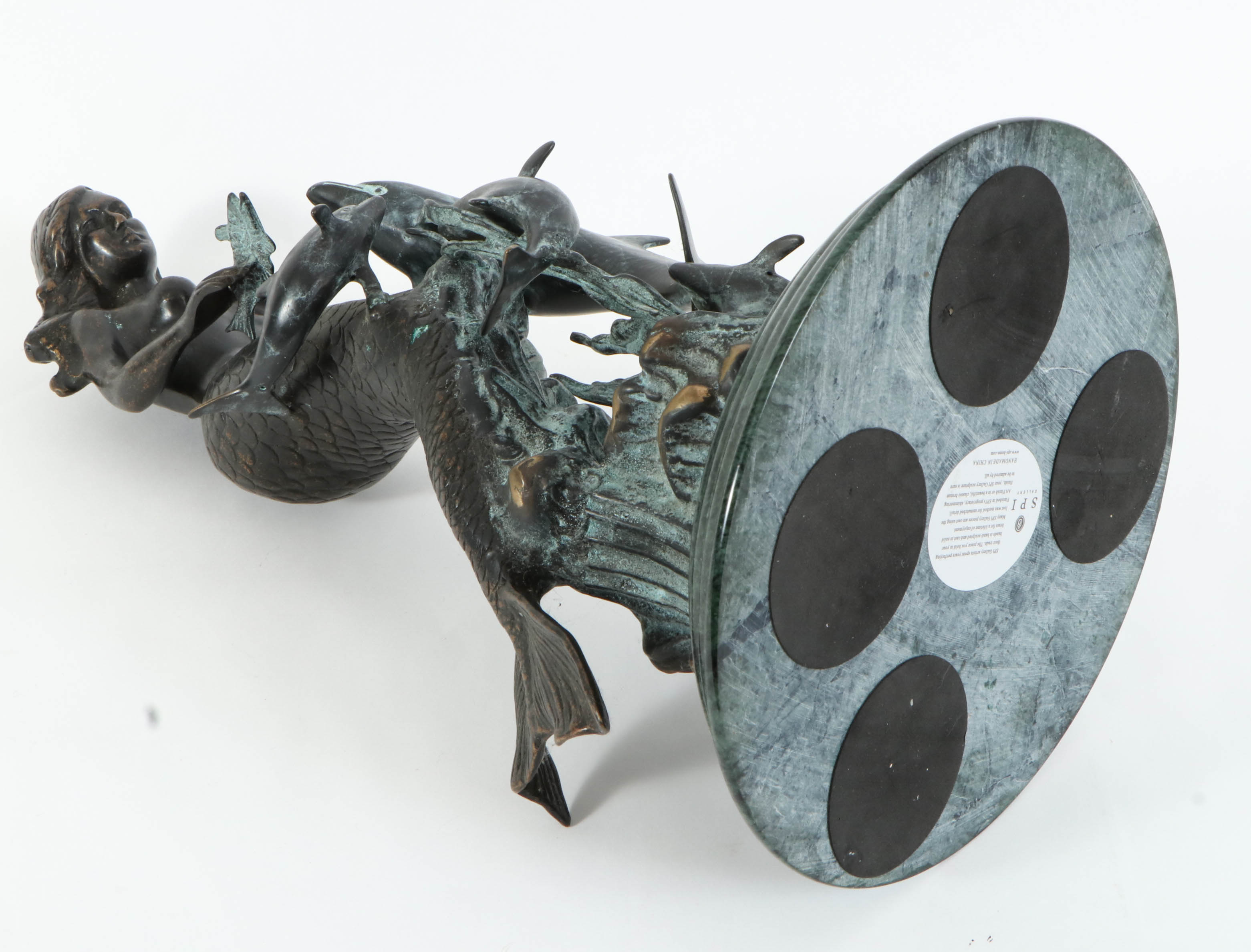 SPI Gallery Bronze Sculpture of Mermaid and Dolphin