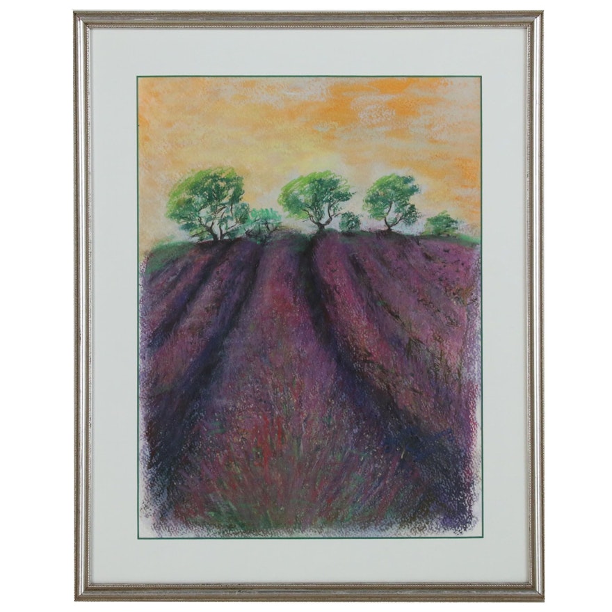 Ginette Callaway Pastel Drawing of Purple Fields, 2000