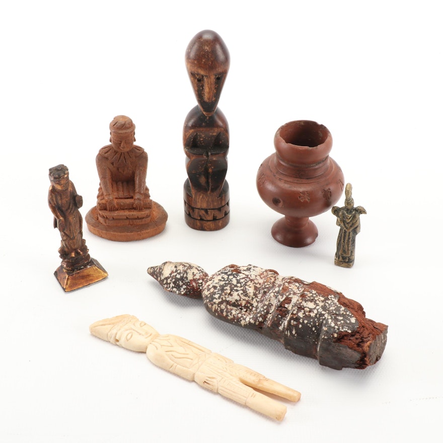 Asian Tribal Figurines and Ceramic Urn