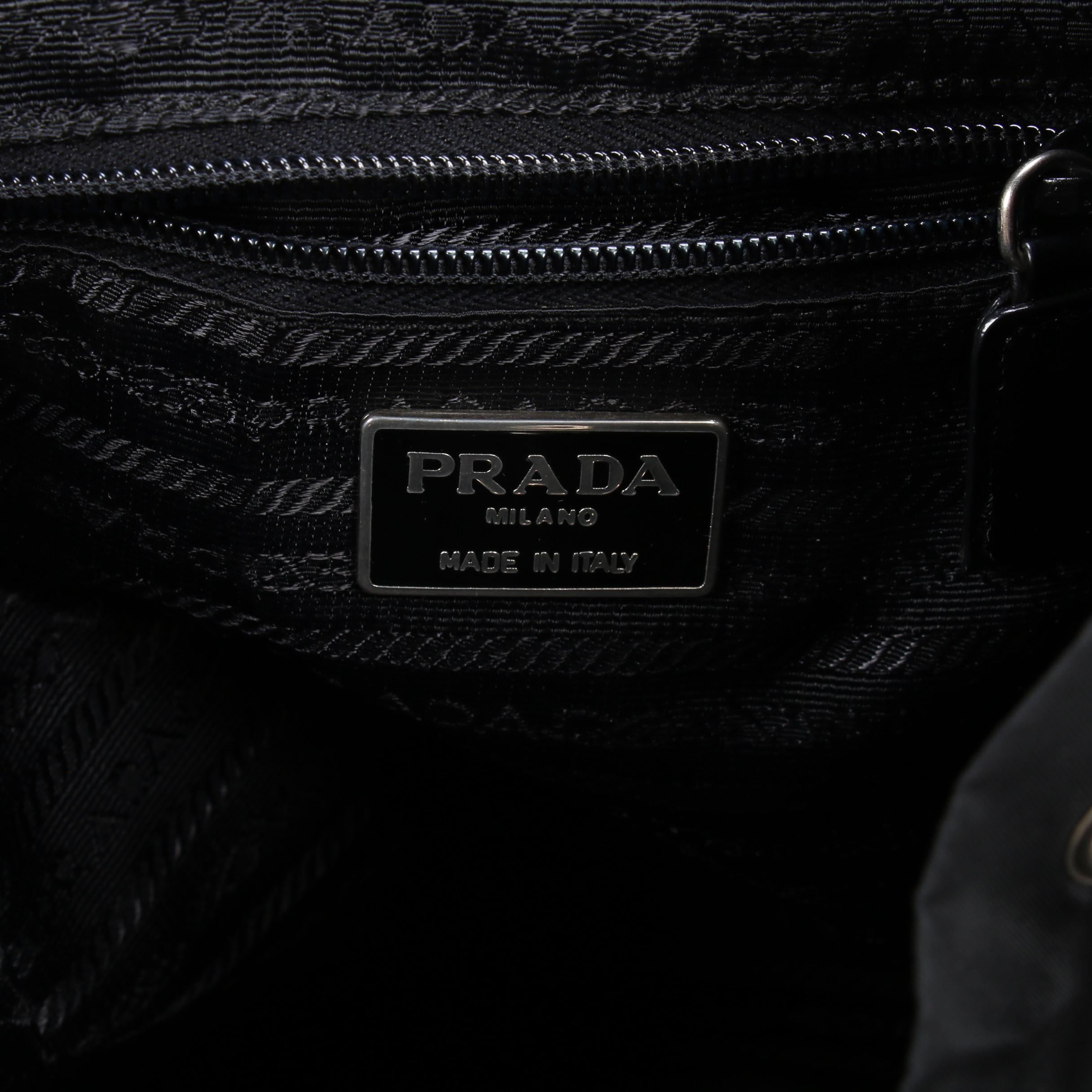 Prada Black Tessuto Nylon and Leather Backpack Purse