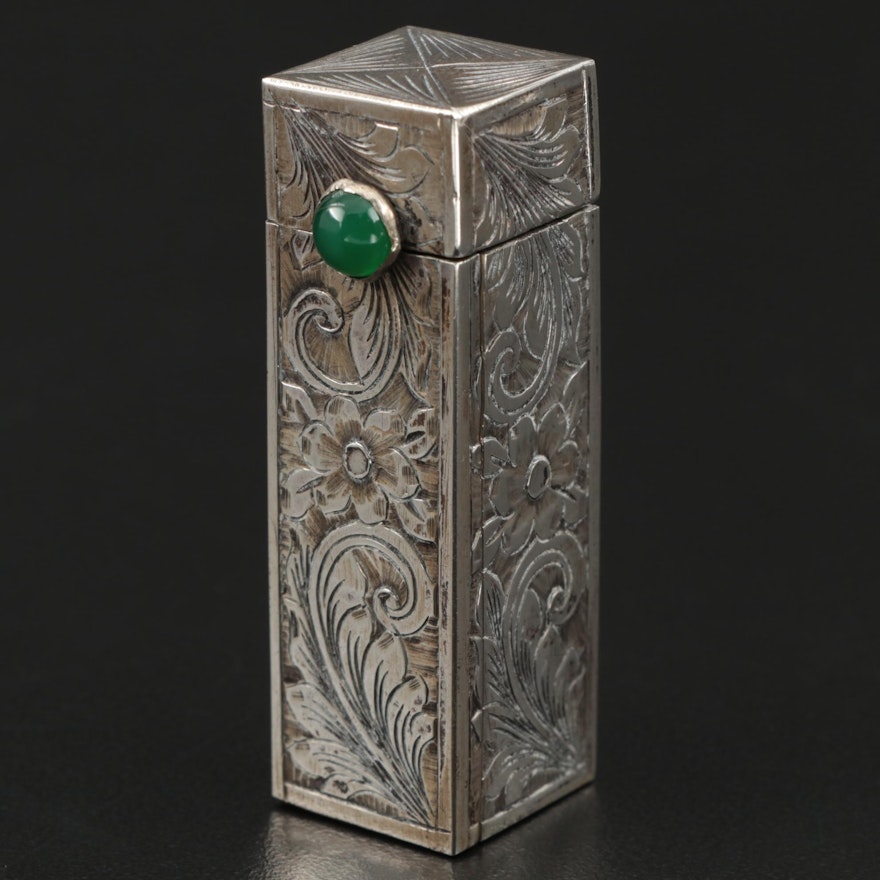 Hand Chased 800 Silver Lipstick Case, Late 19th/Early 20th Century