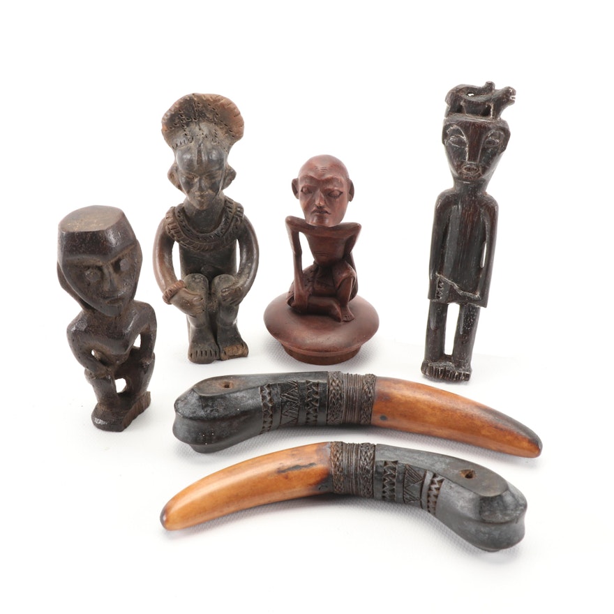 Asian Carved Ebony Figurines and Other Decor