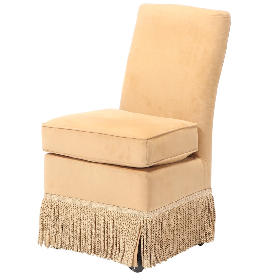 Frontgate "Marisa" Rolling Vanity Chair in Bullion-Fringed, Gold Velvet