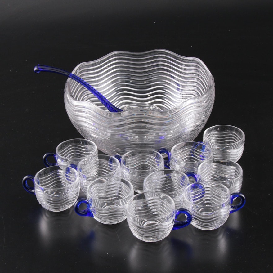 Duncan Miller "Caribbean" Art Deco Glass Punch Set, 1930s