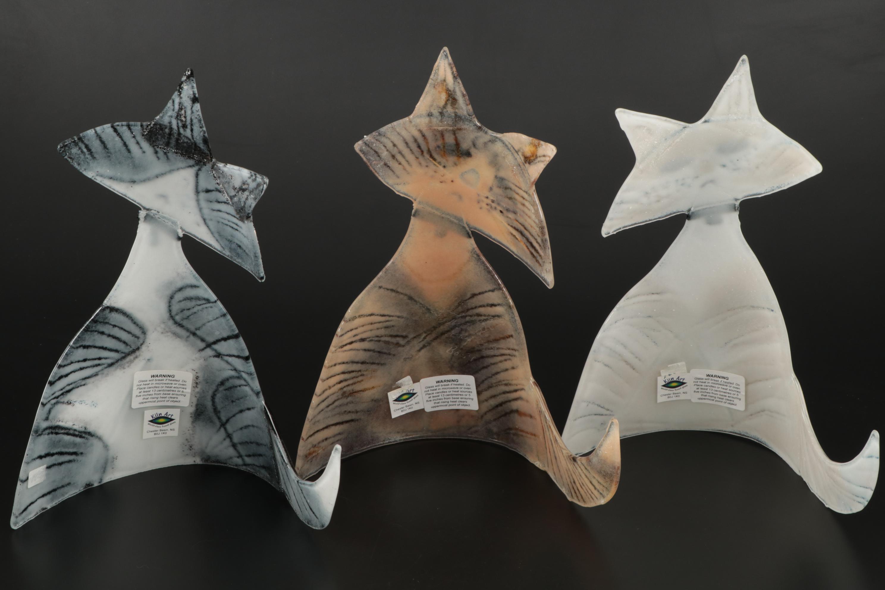 Paul Palango Kiln Art Fused Glass Cat Figurines EBTH